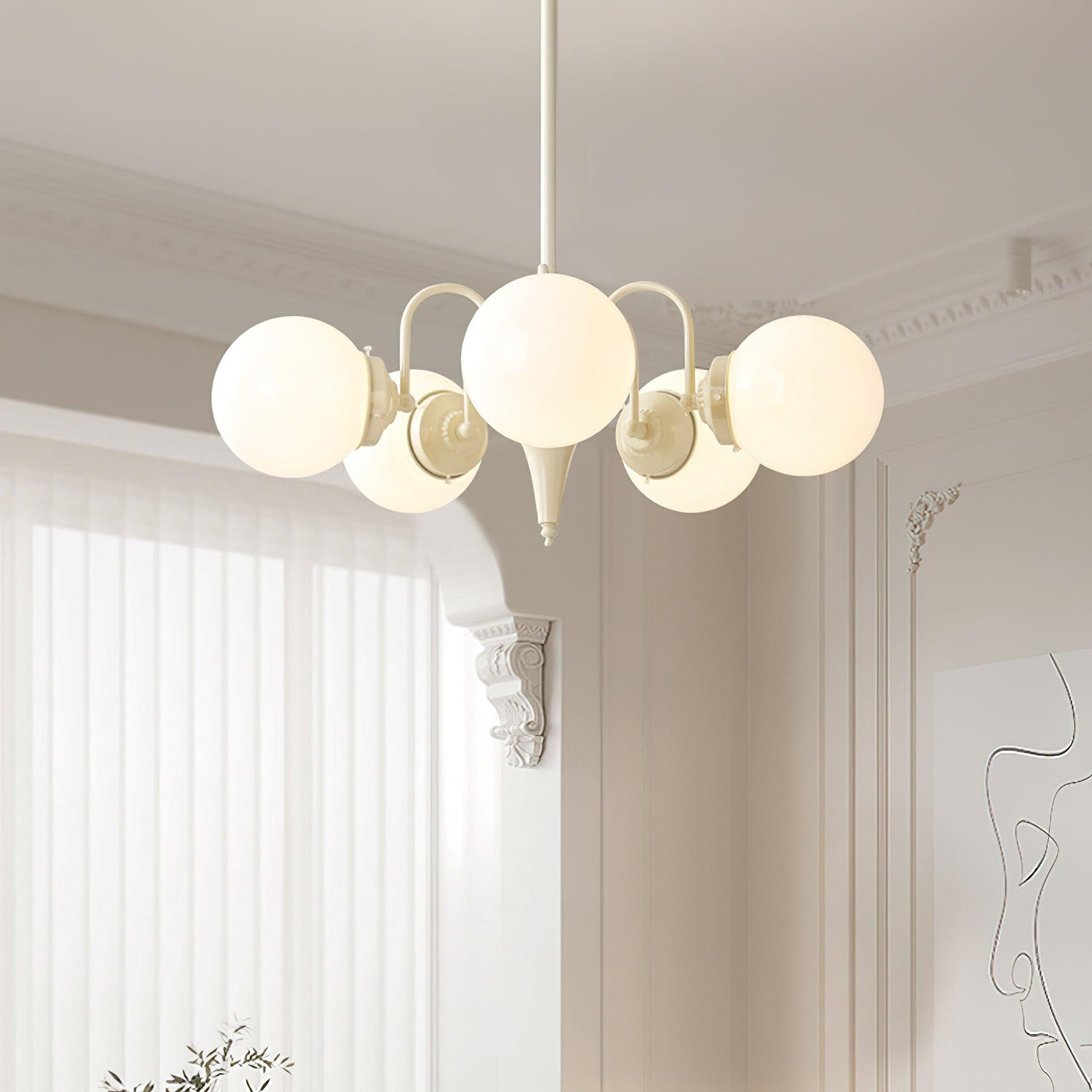 Lustra Chandelier Globe Cream Modern - Blowlighting