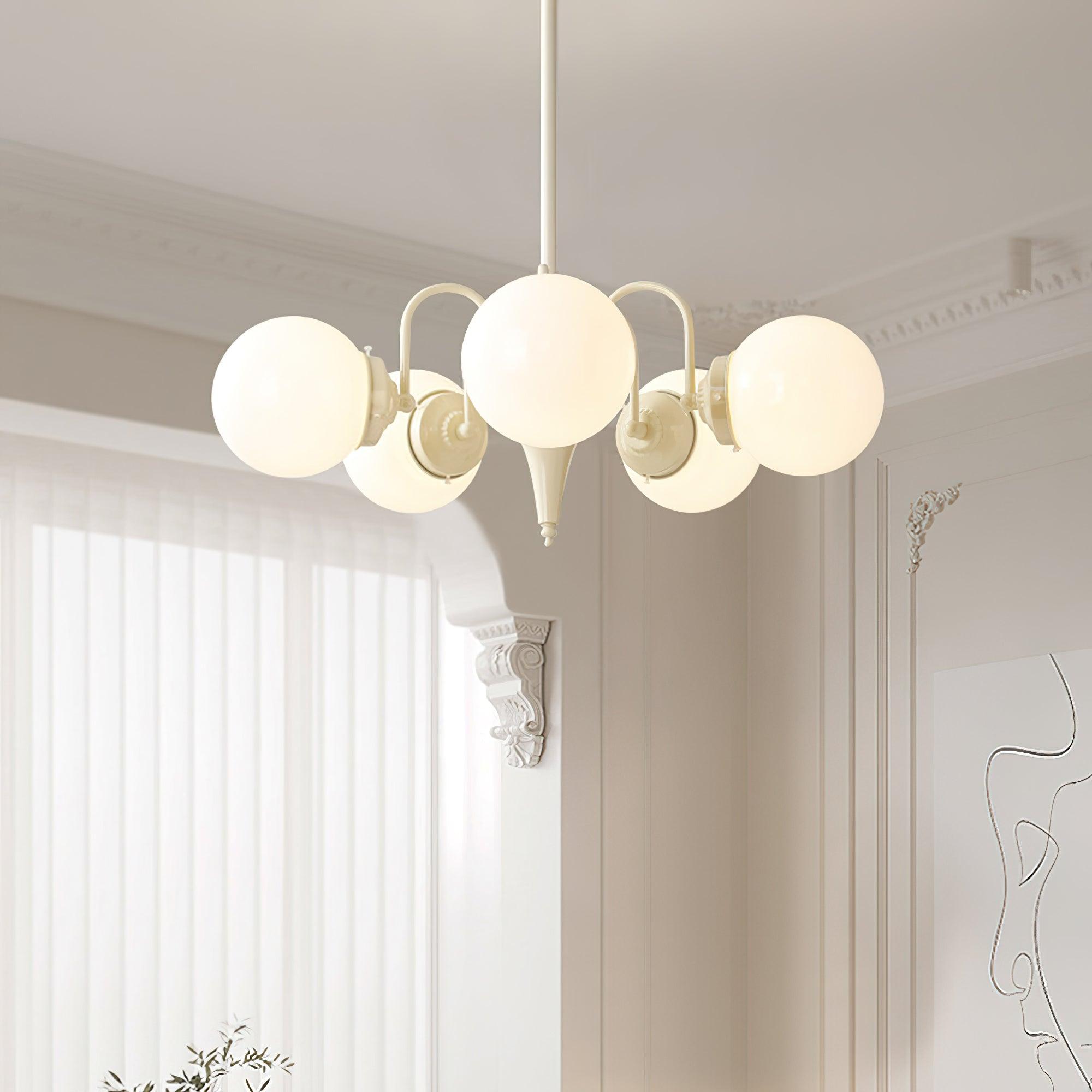 Lustra Chandelier Globe Cream Modern - Blowlighting