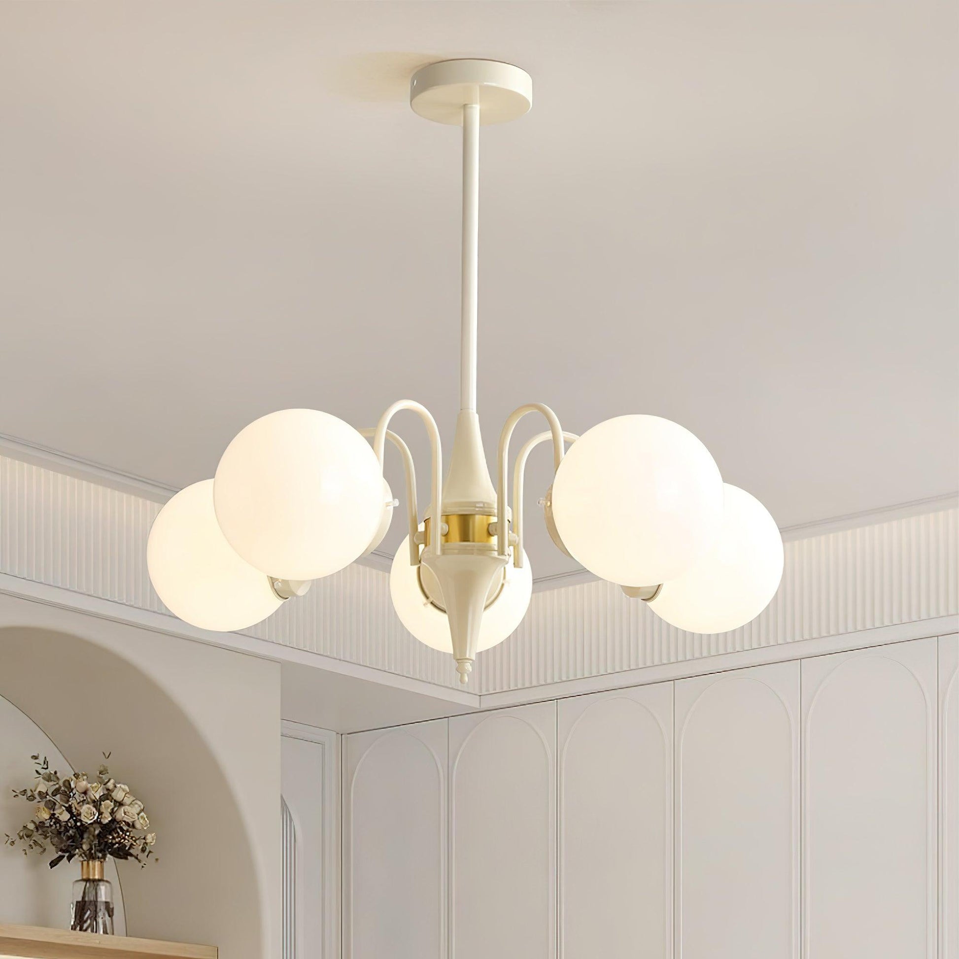 Lustra Chandelier Globe Cream Modern - Blowlighting