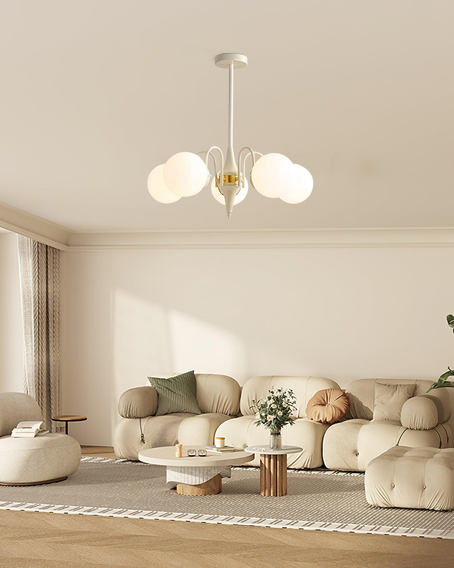 Lustra Chandelier Globe Cream Modern - Blowlighting