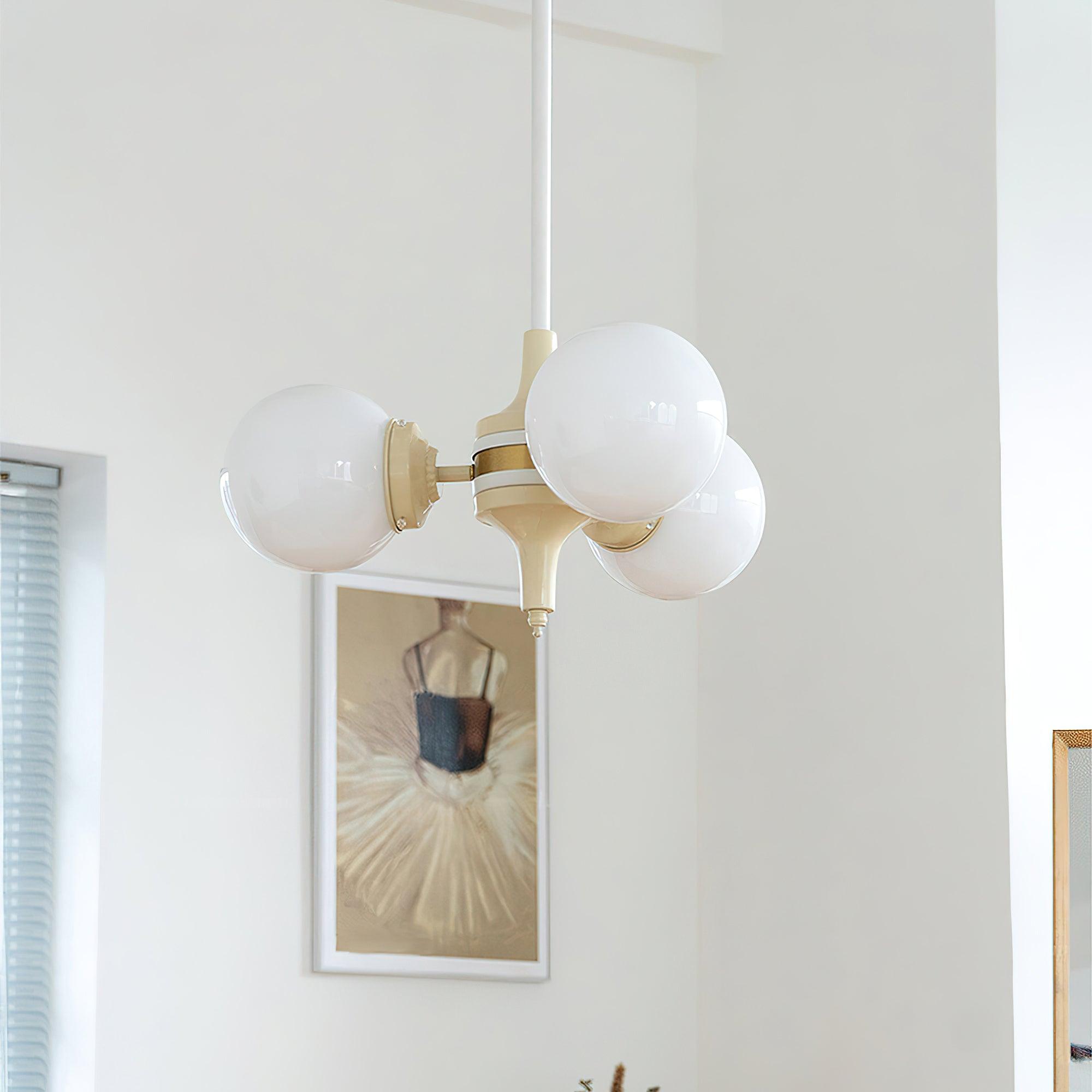 Lustra Chandelier Globe Cream Modern - Blowlighting