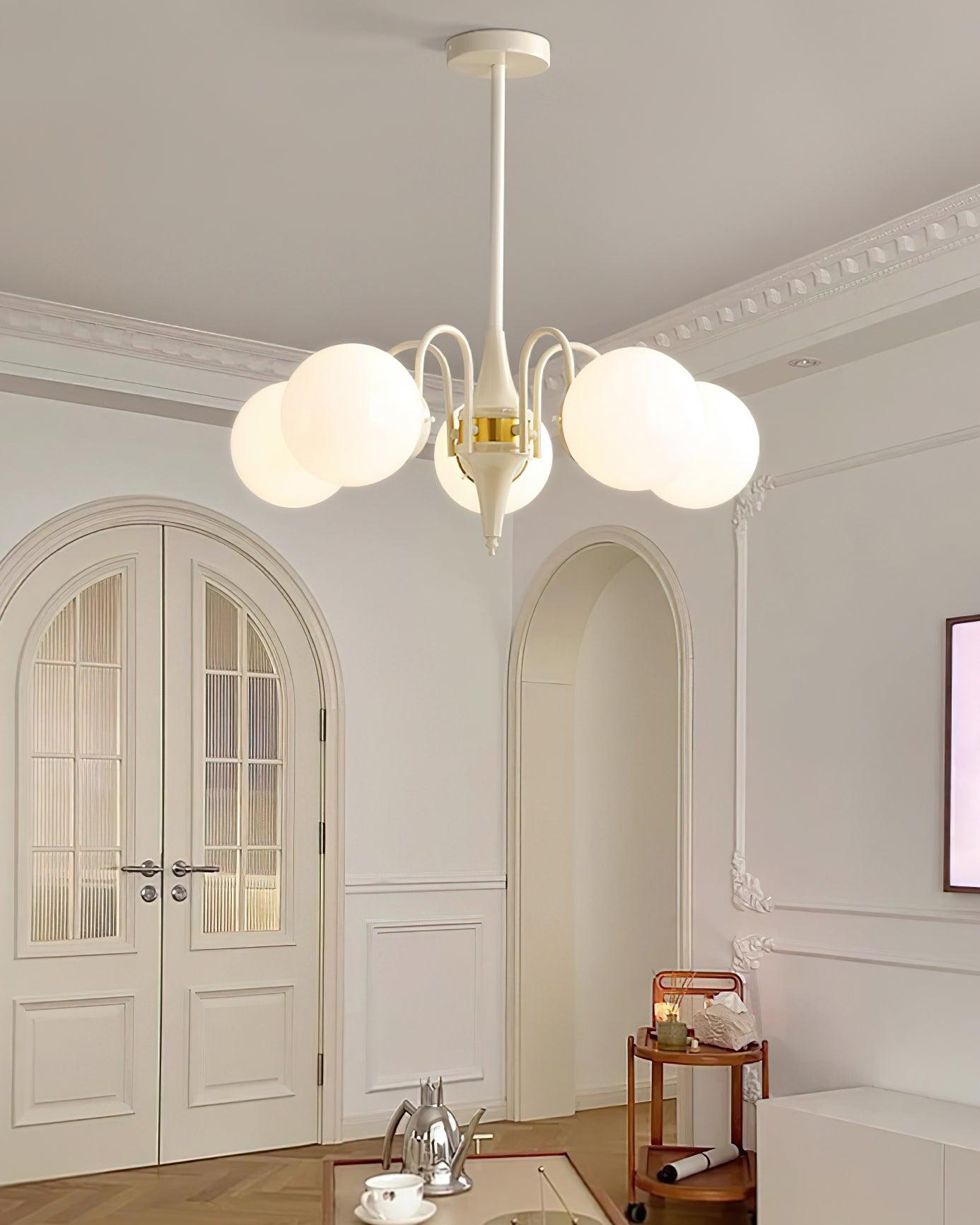 Lustra Chandelier Globe Cream Modern - Blowlighting