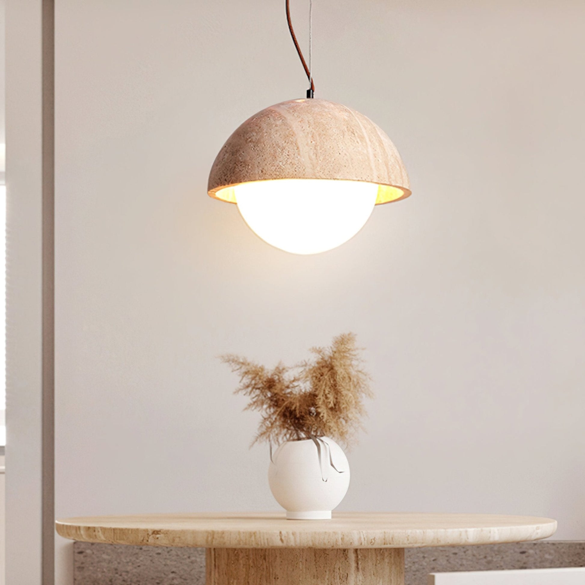 Avdoraris Dome-Shaped Travertine Pendant Light - Blowlighting