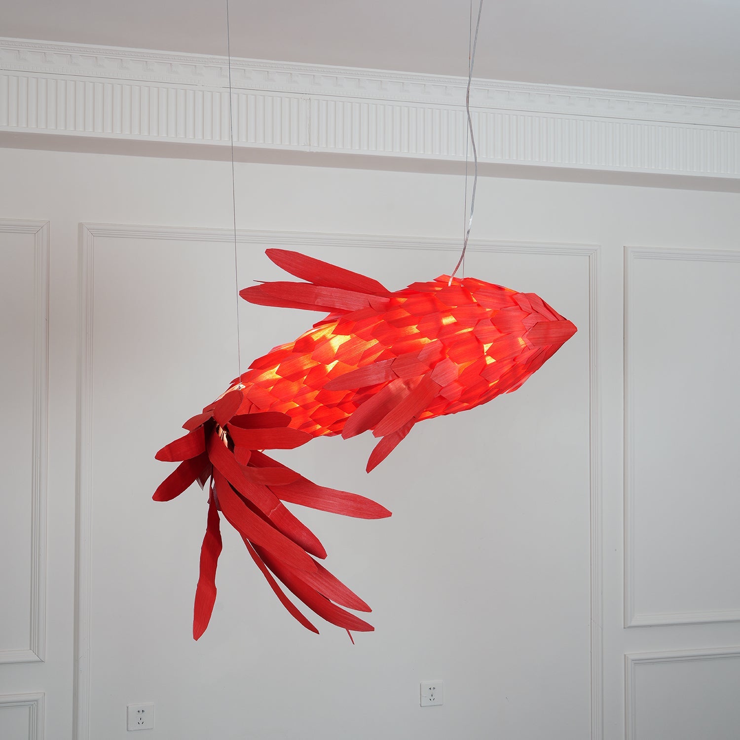 Vamararae Crimson Swirl Koi Pendant Light - Blowlighting