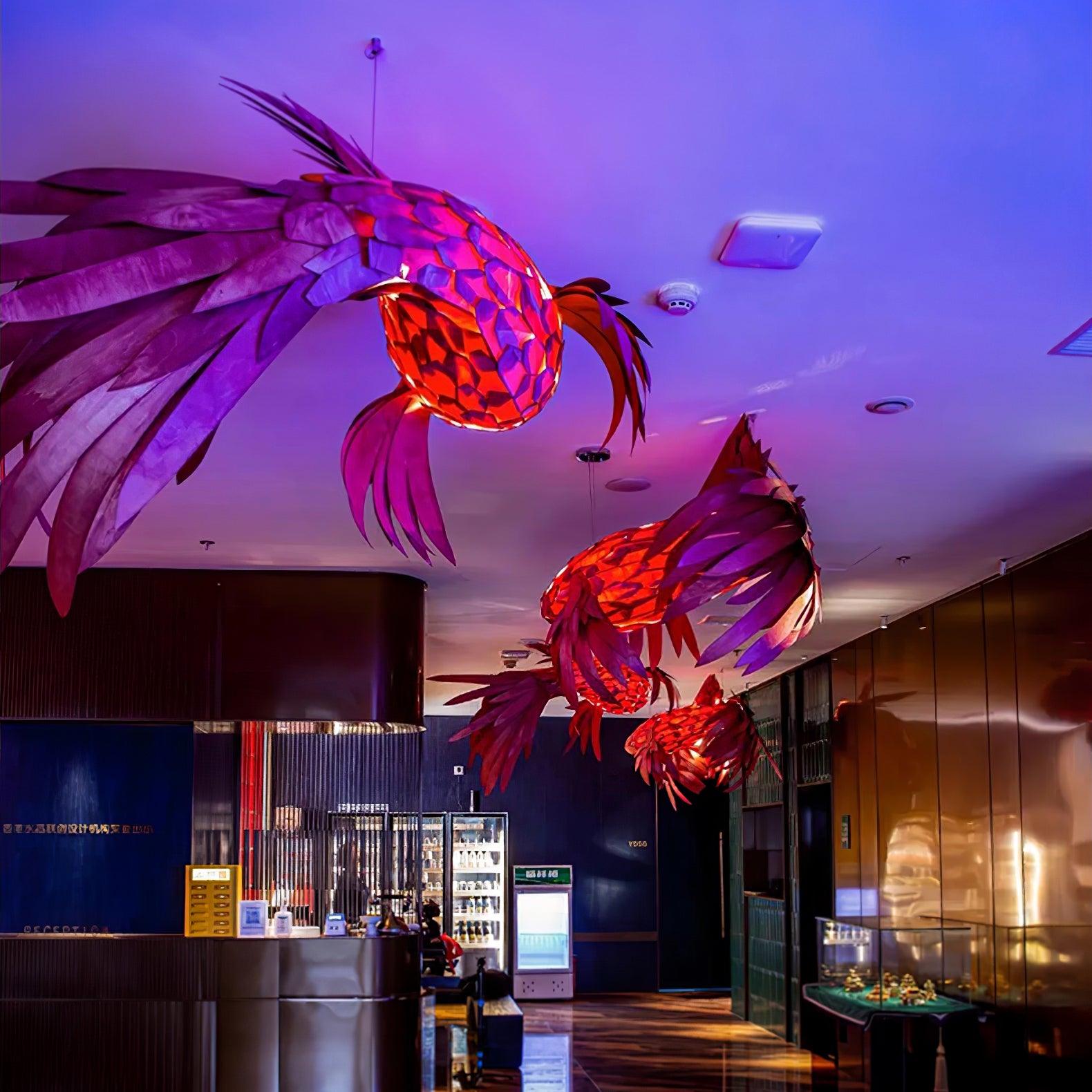 Vamararae Crimson Swirl Koi Pendant Light - Blowlighting