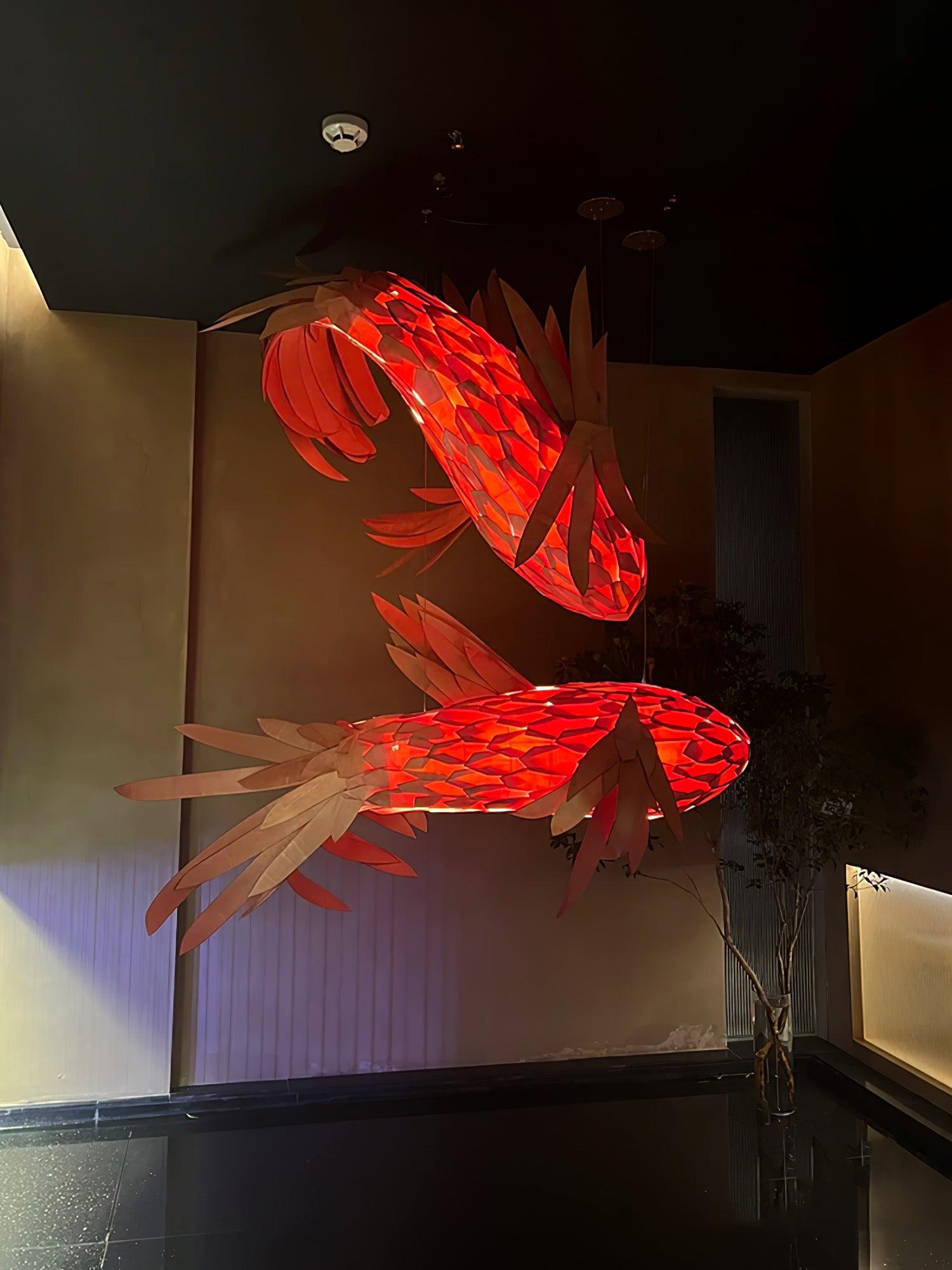 Vamararae Crimson Swirl Koi Pendant Light - Blowlighting
