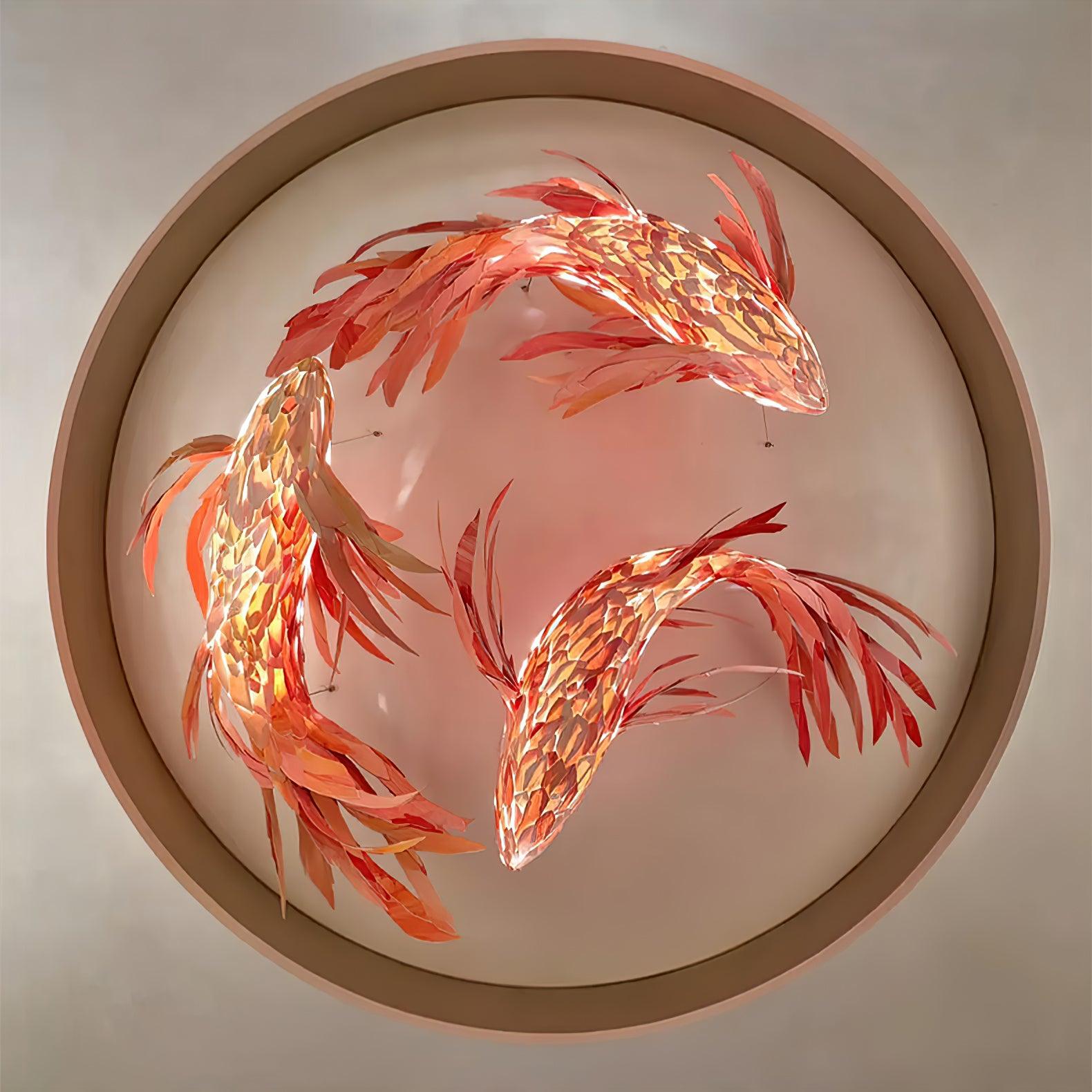 Vamararae Crimson Swirl Koi Pendant Light - Blowlighting