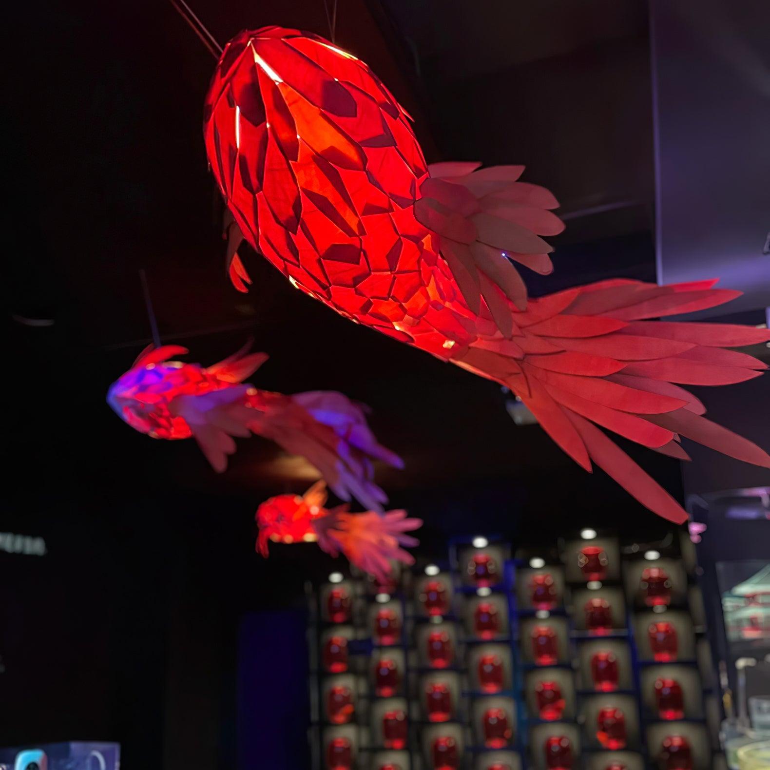 Vamararae Crimson Swirl Koi Pendant Light - Blowlighting