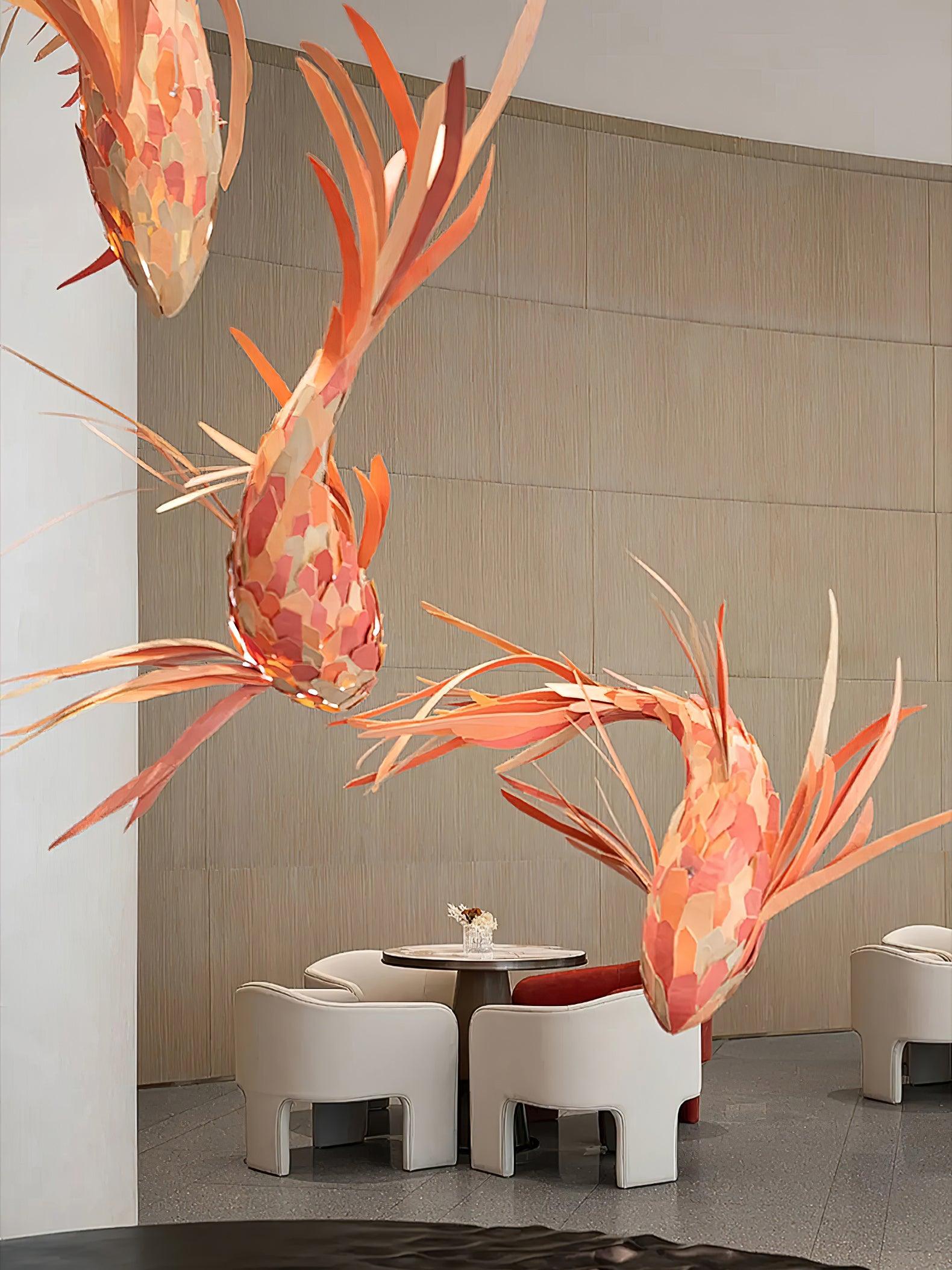 Vamararae Crimson Swirl Koi Pendant Light - Blowlighting