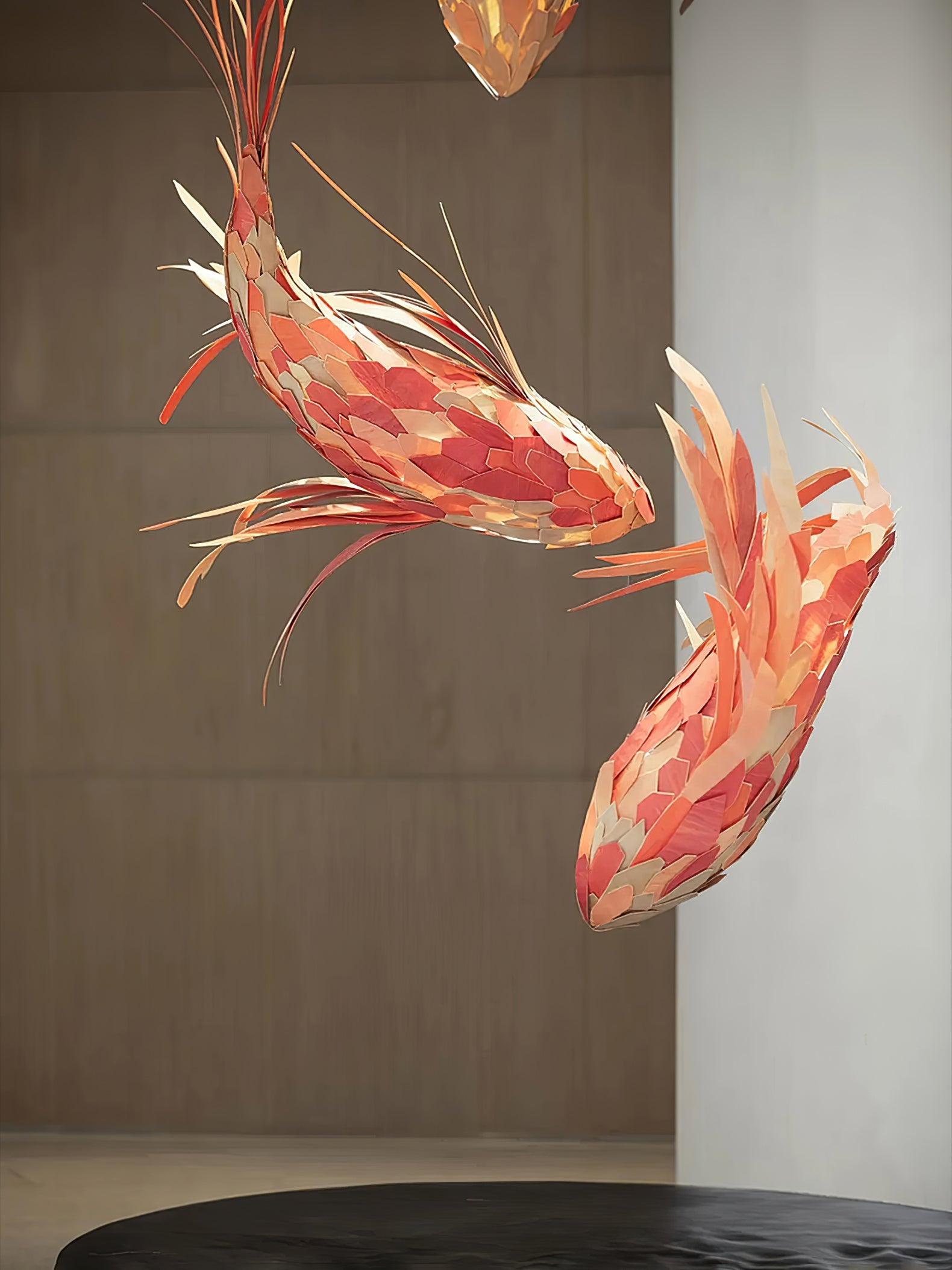 Vamararae Crimson Swirl Koi Pendant Light - Blowlighting
