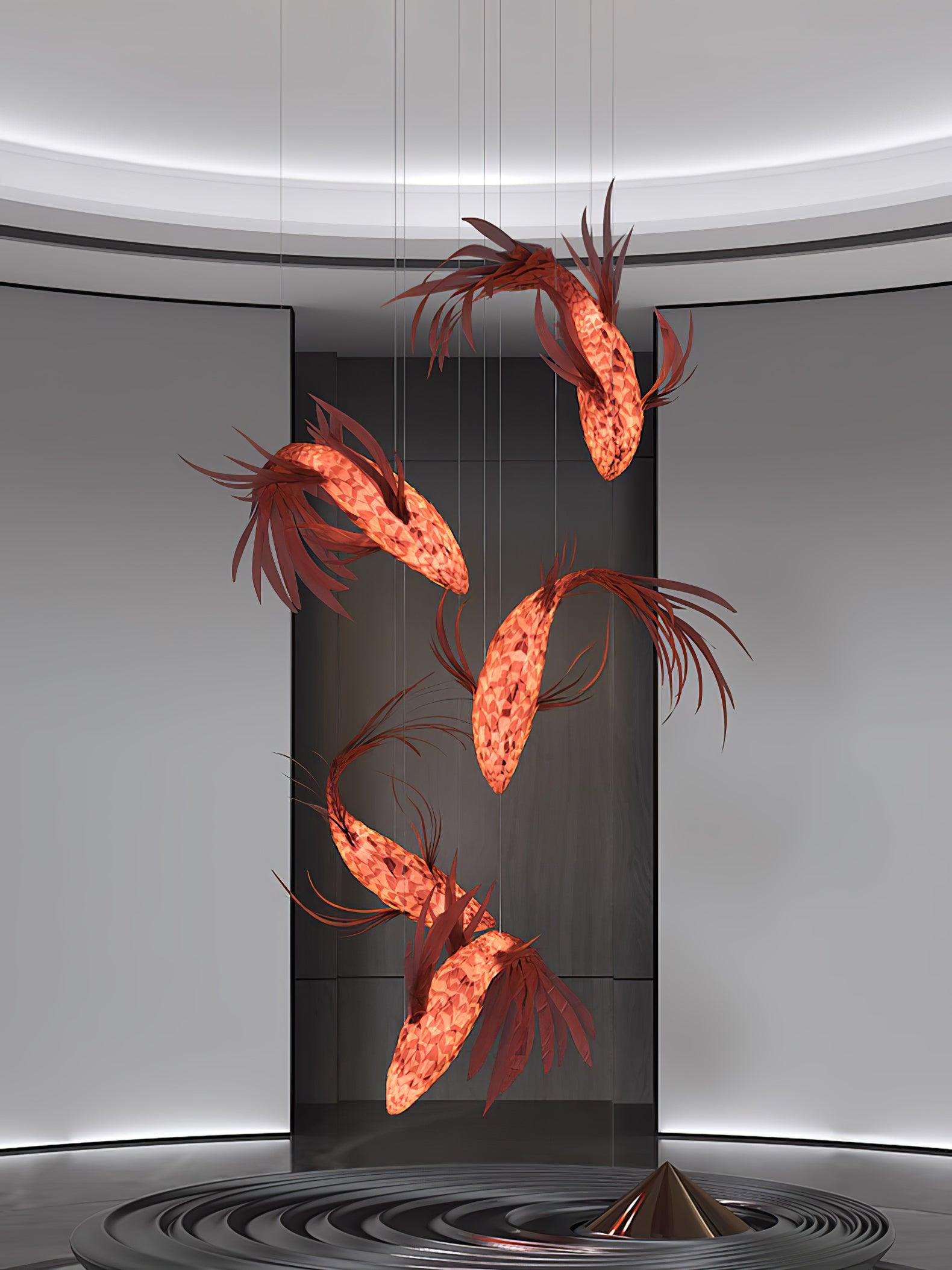 Vamararae Crimson Swirl Koi Pendant Light - Blowlighting