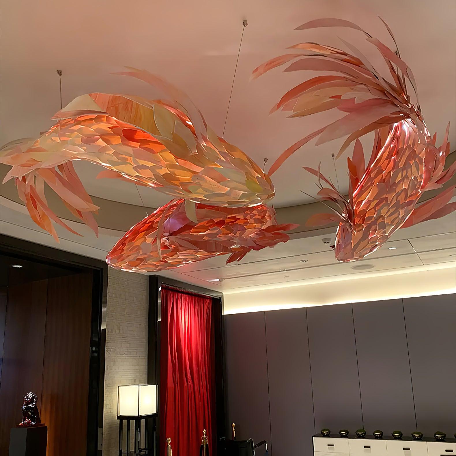Vamararae Crimson Swirl Koi Pendant Light - Blowlighting