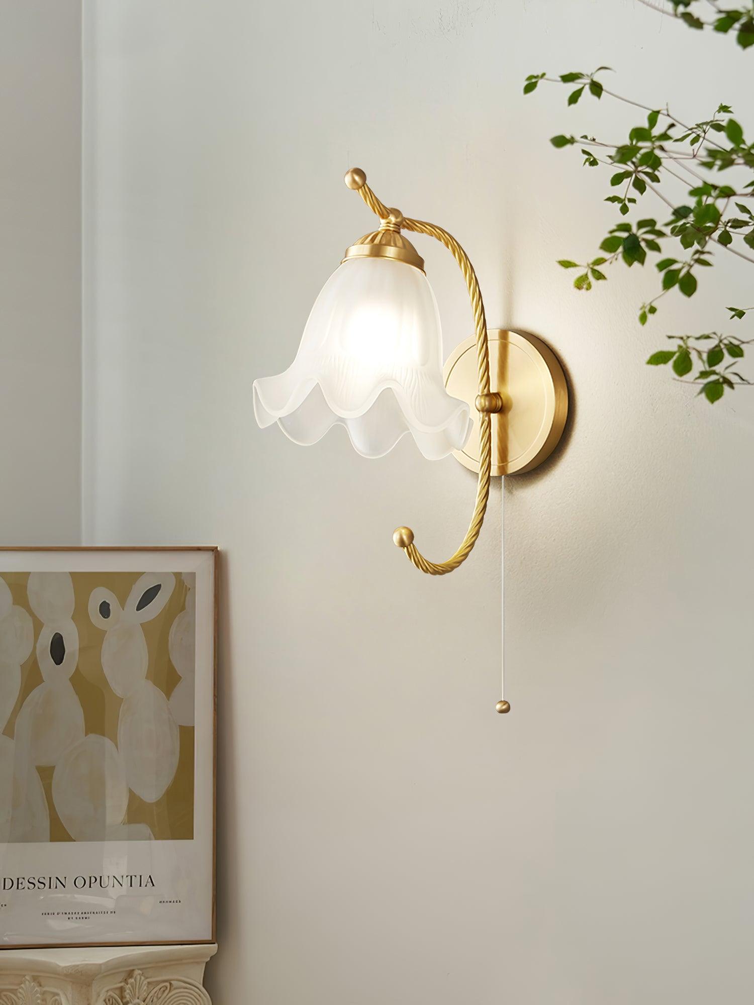 Curved Gooseneck Brass Glass Sconce - Blowlighting