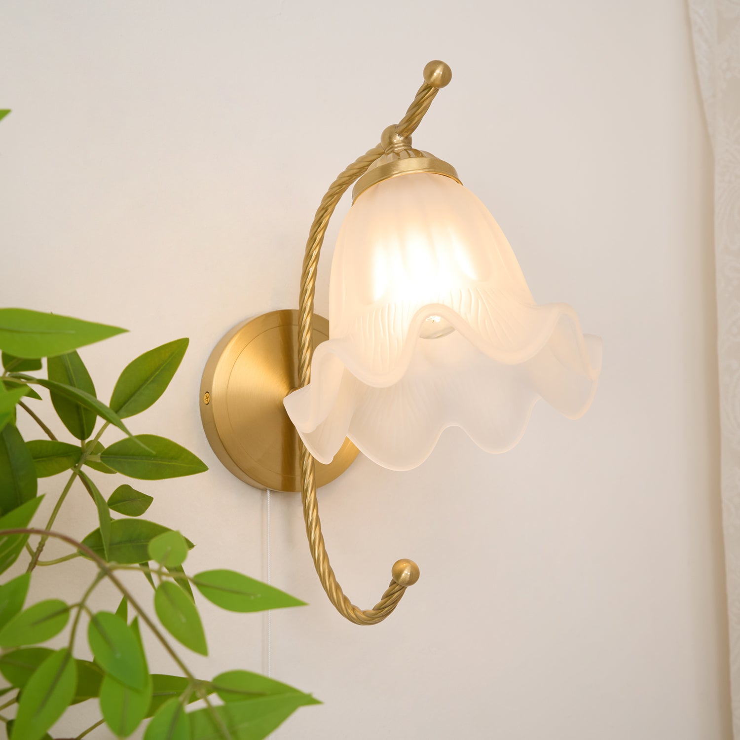 Curved Gooseneck Brass Glass Sconce - Blowlighting