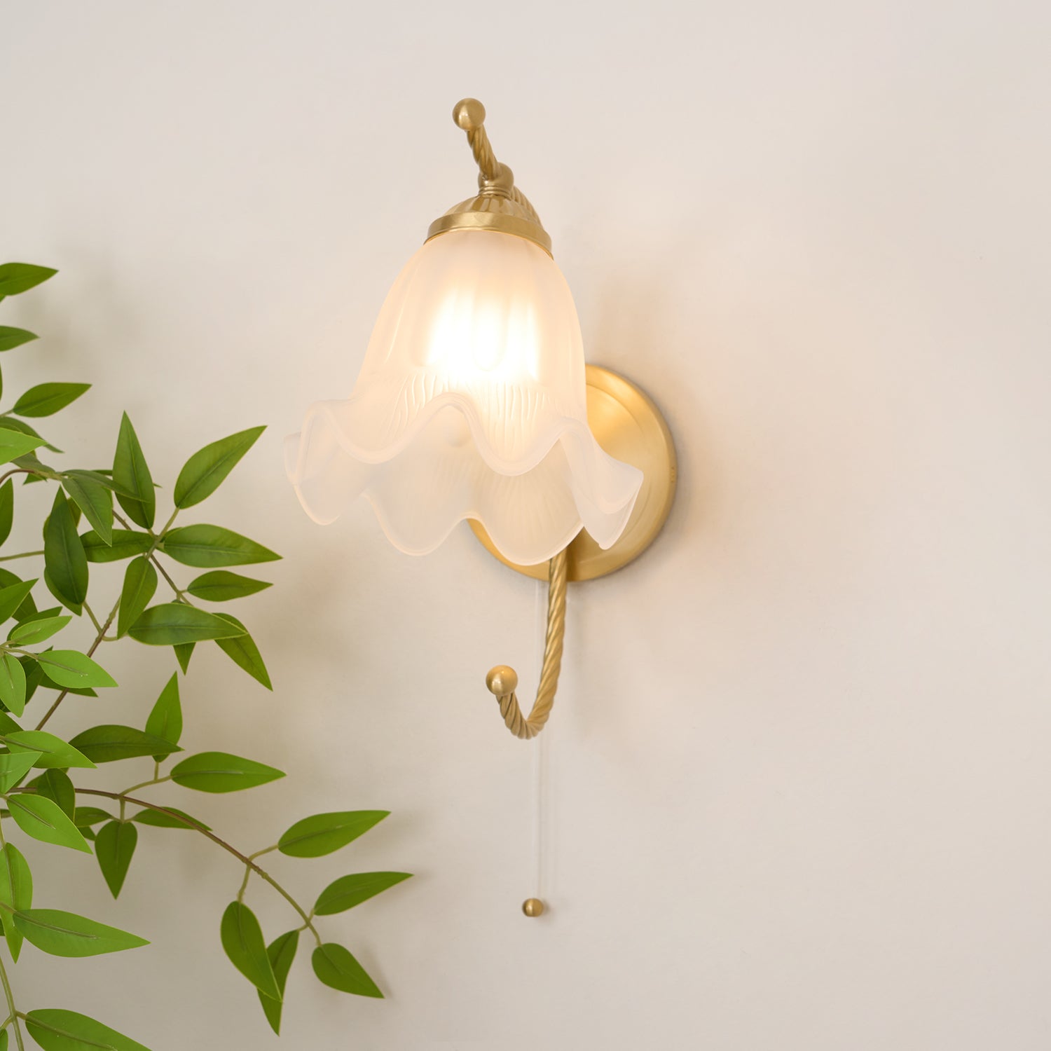 Curved Gooseneck Brass Glass Sconce - Blowlighting