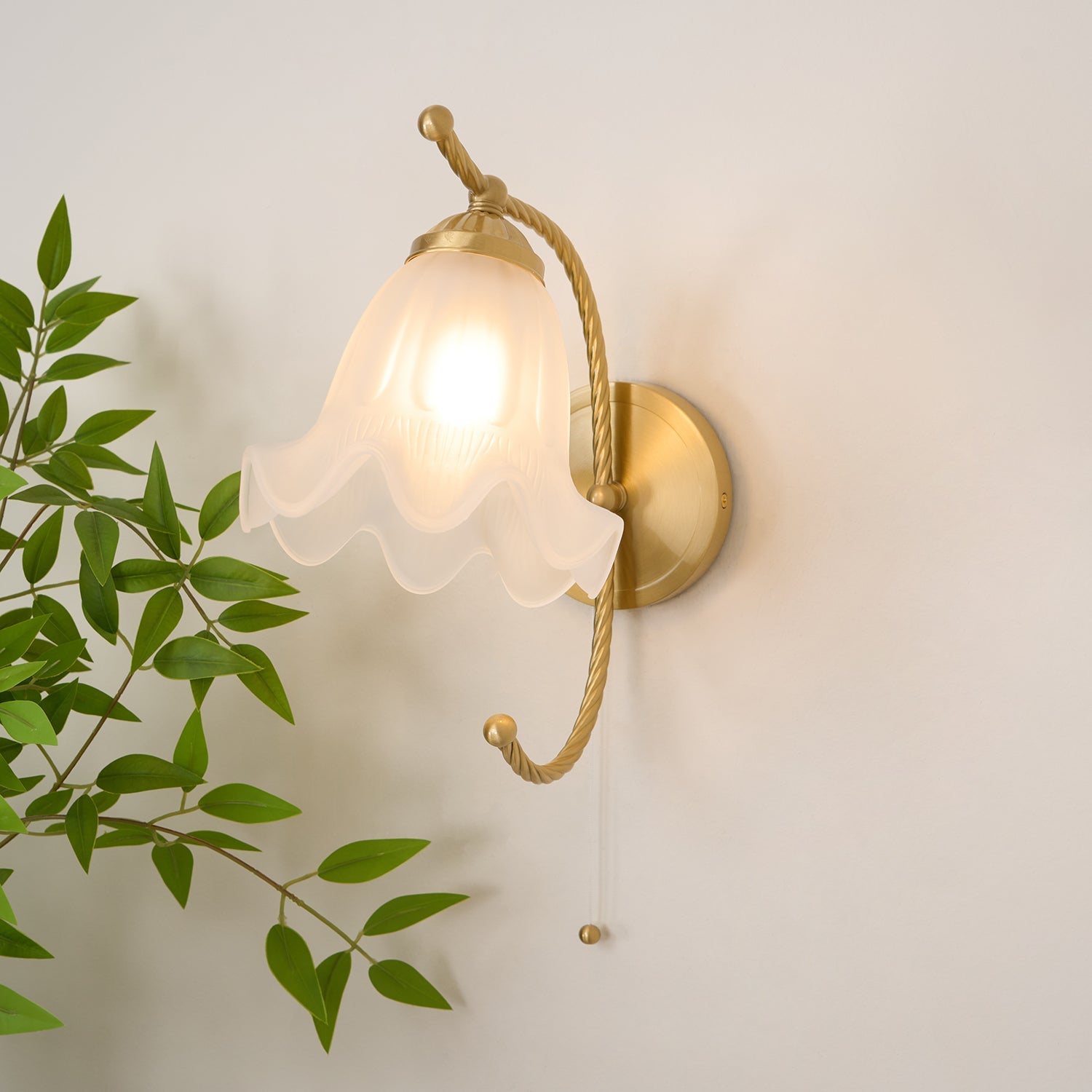 Curved Gooseneck Brass Glass Sconce - Blowlighting