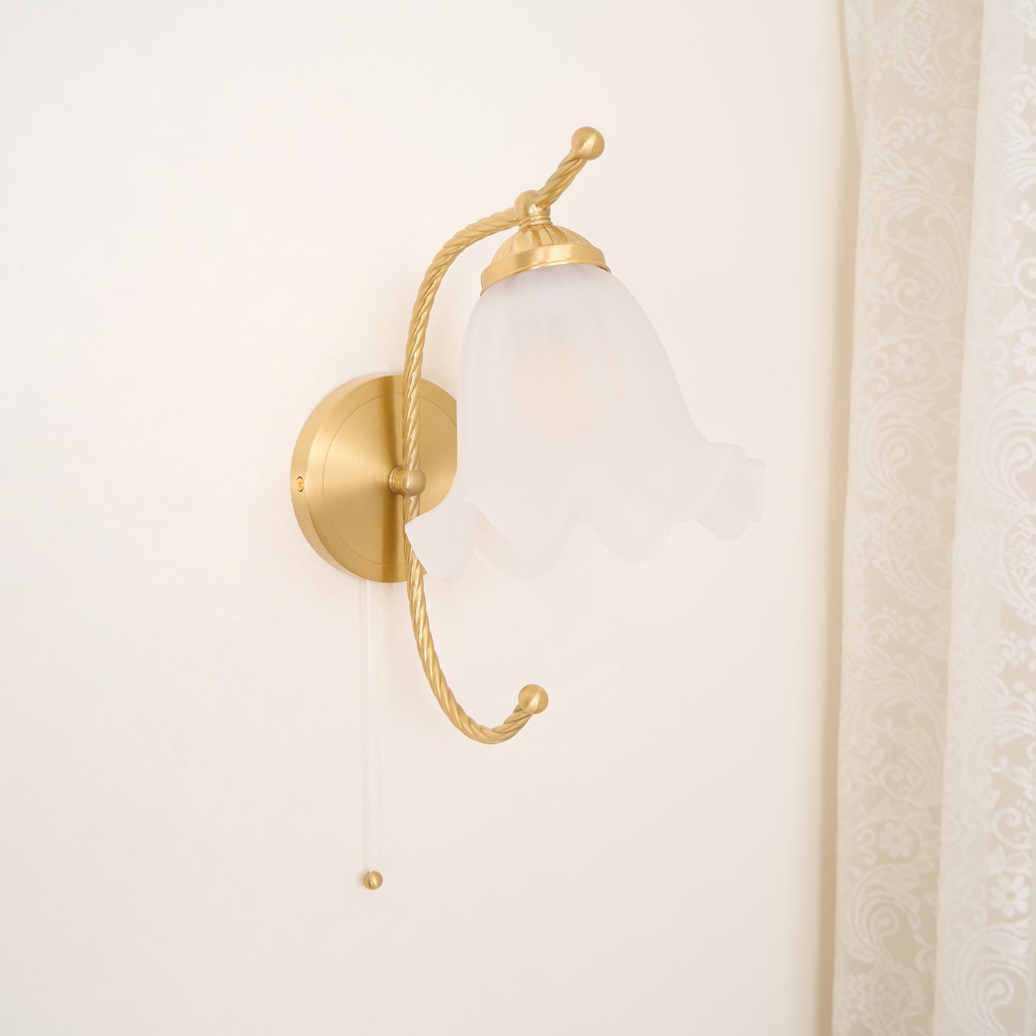 Curved Gooseneck Brass Glass Sconce - Blowlighting