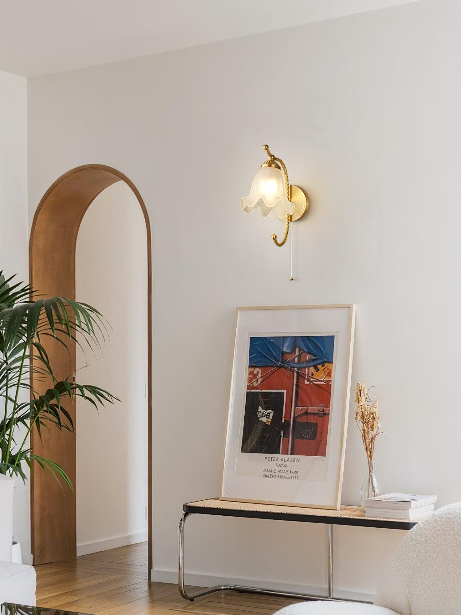 Curved Gooseneck Brass Glass Sconce - Blowlighting