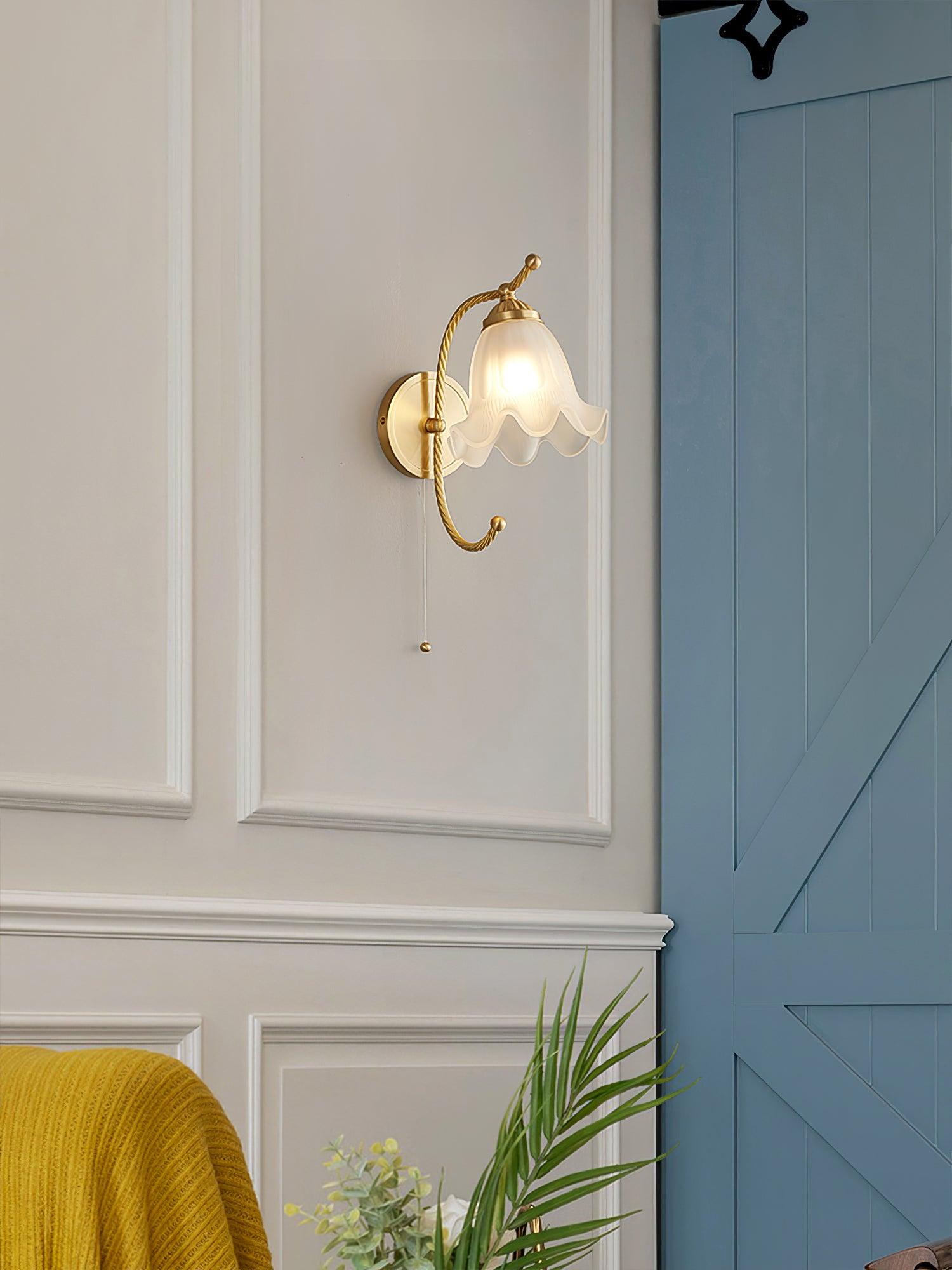 Curved Gooseneck Brass Glass Sconce - Blowlighting