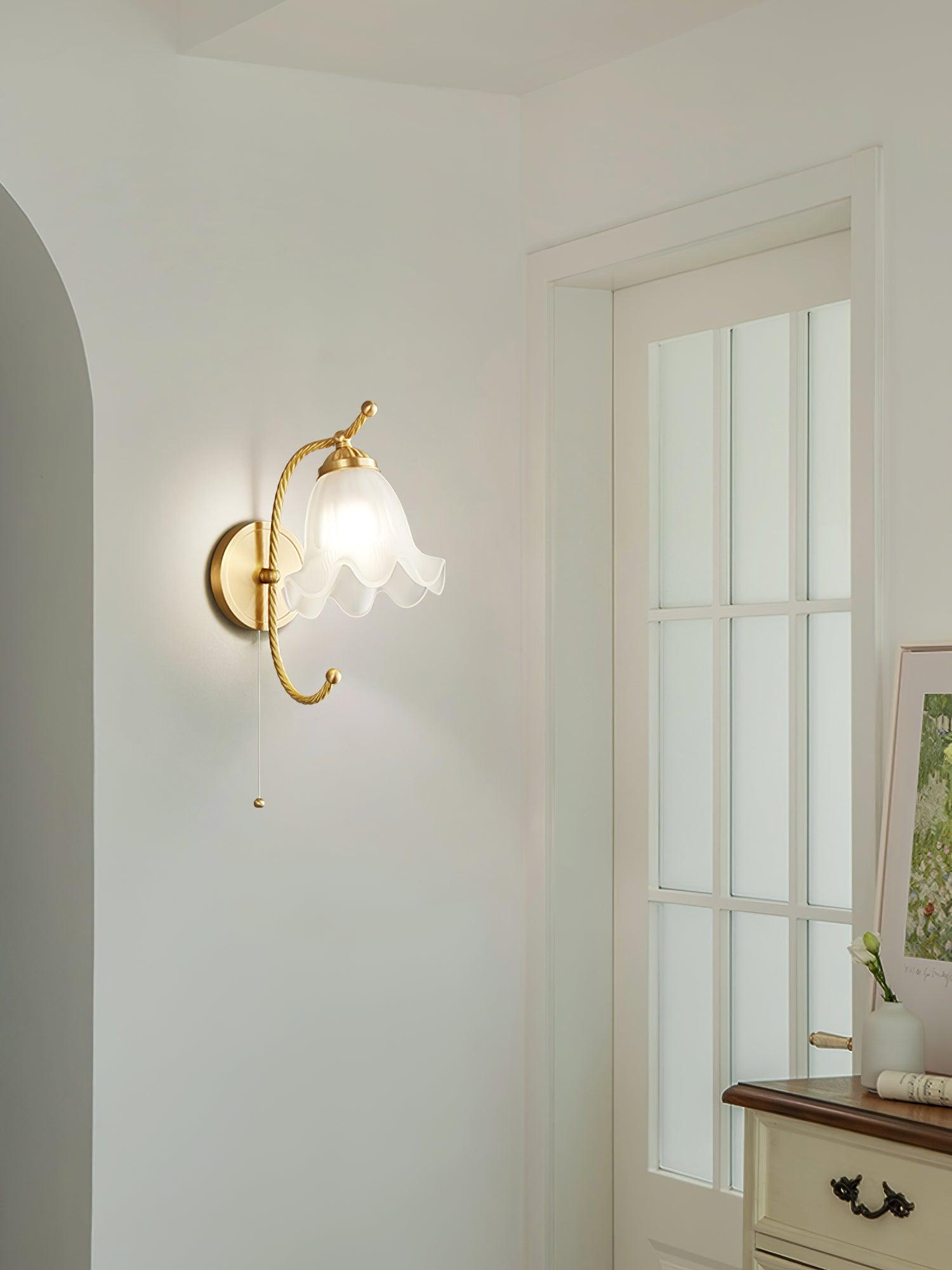 Curved Gooseneck Brass Glass Sconce - Blowlighting