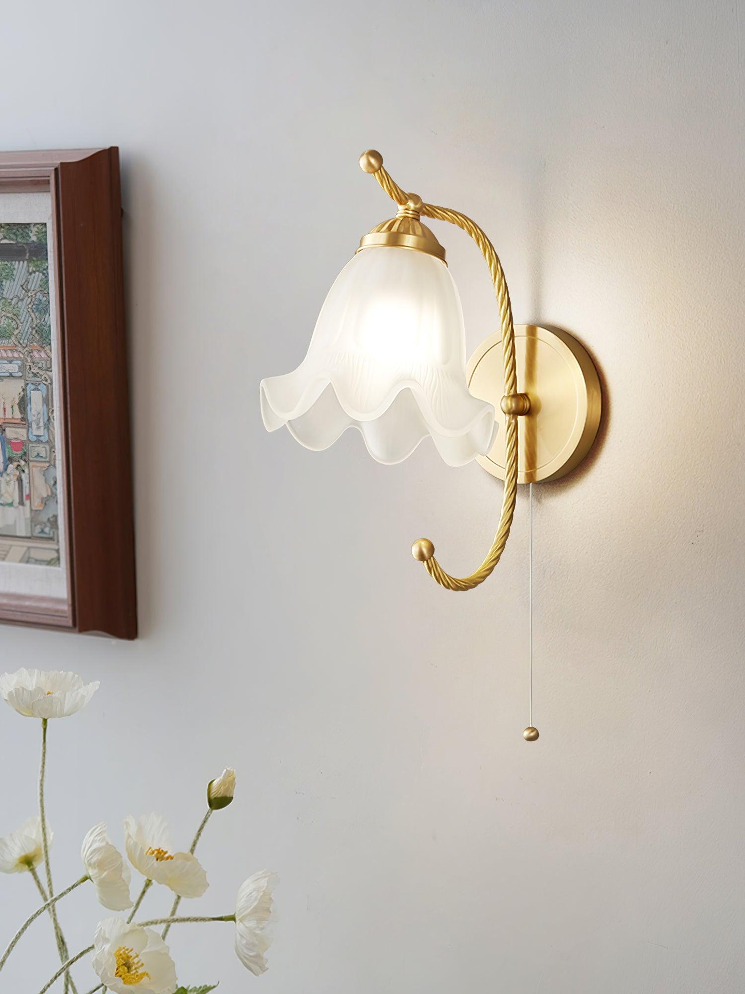 Curved Gooseneck Brass Glass Sconce - Blowlighting