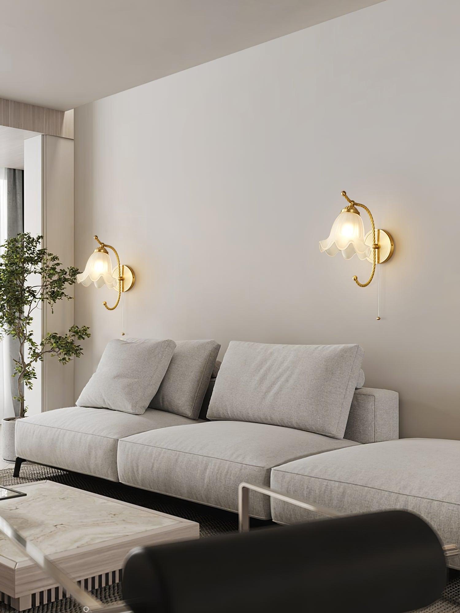 Curved Gooseneck Brass Glass Sconce - Blowlighting