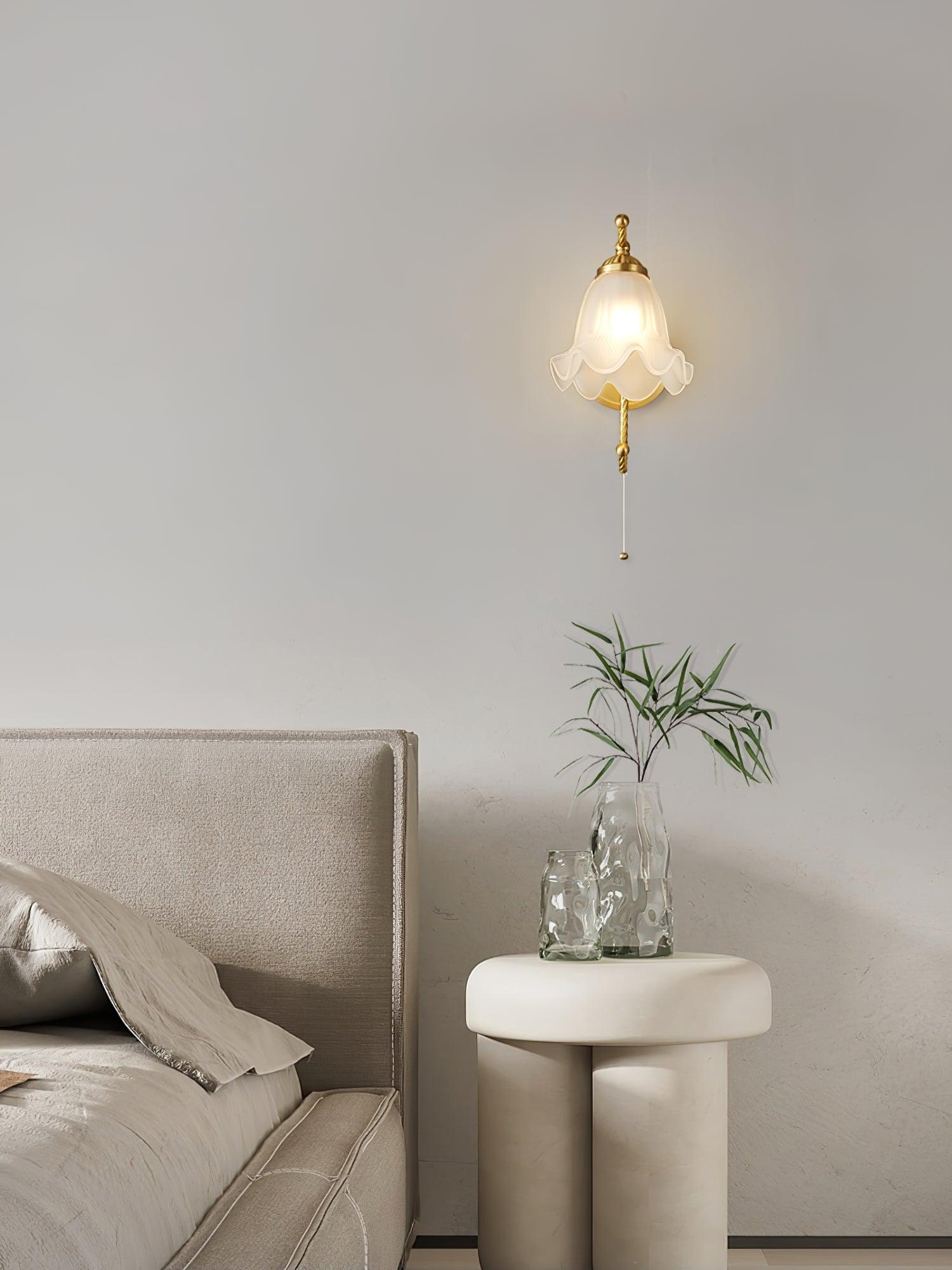 Curved Gooseneck Brass Glass Sconce - Blowlighting