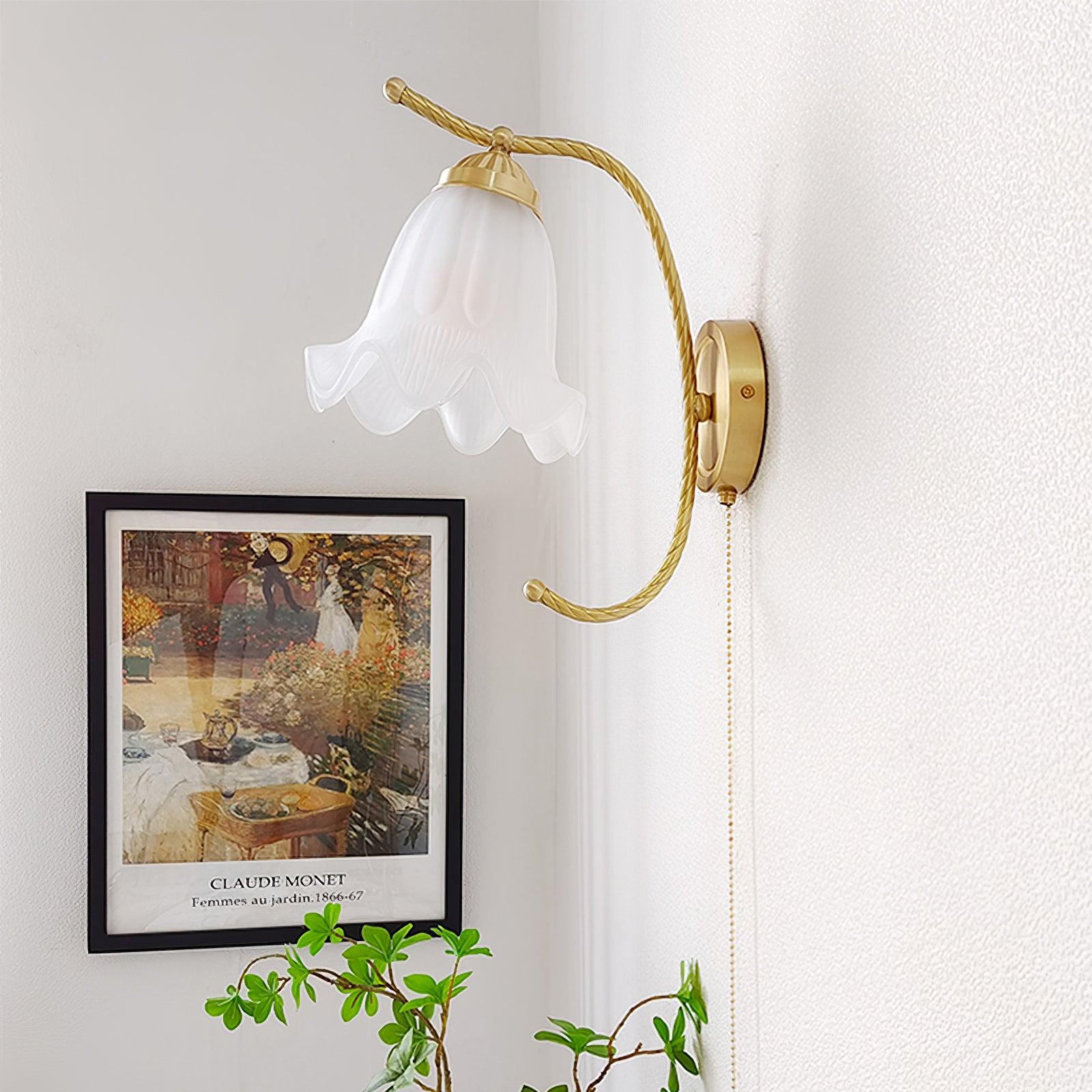 Curved Gooseneck Brass Glass Sconce - Blowlighting