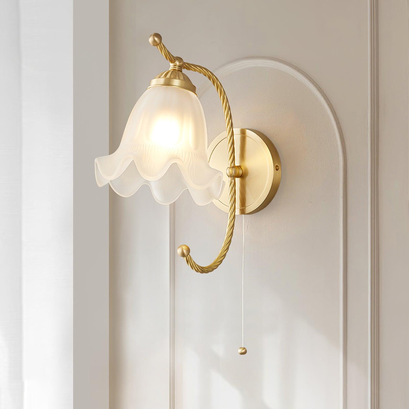 Curved Gooseneck Brass Glass Sconce - Blowlighting