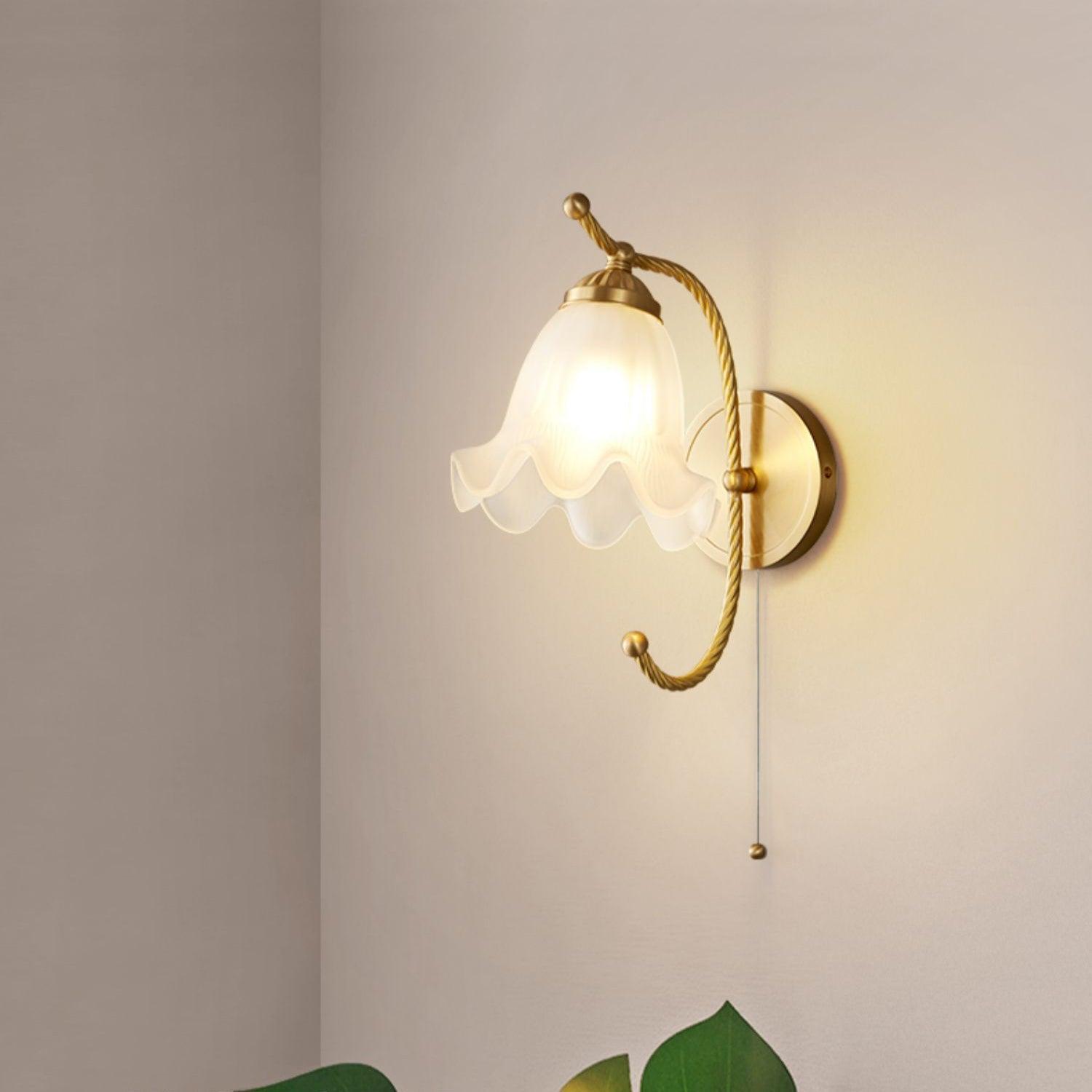 Curved Gooseneck Brass Glass Sconce - Blowlighting