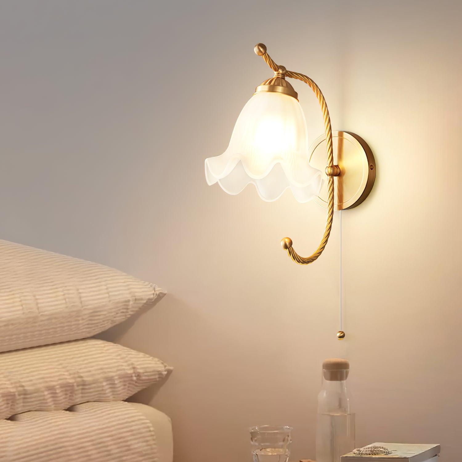 Curved Gooseneck Brass Glass Sconce - Blowlighting
