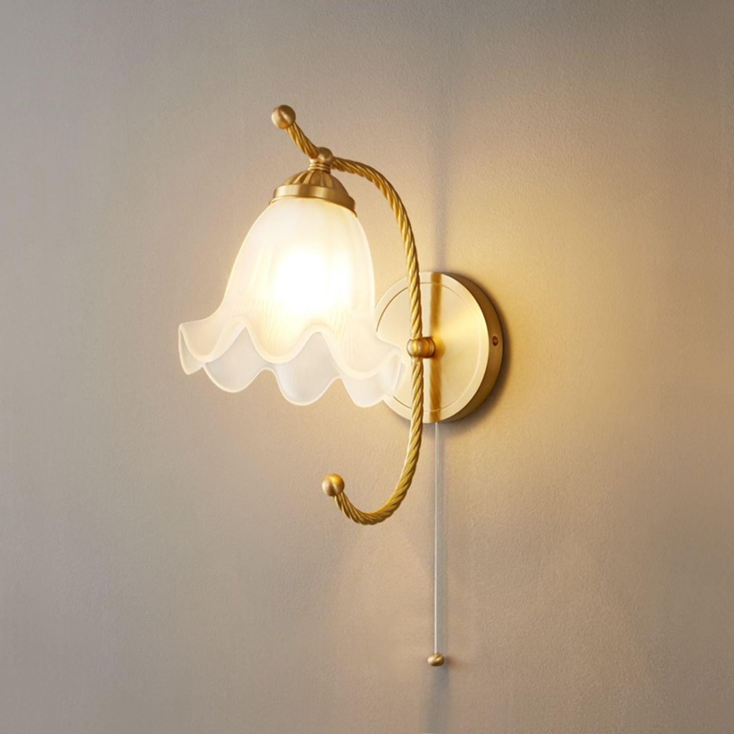 Curved Gooseneck Brass Glass Sconce - Blowlighting