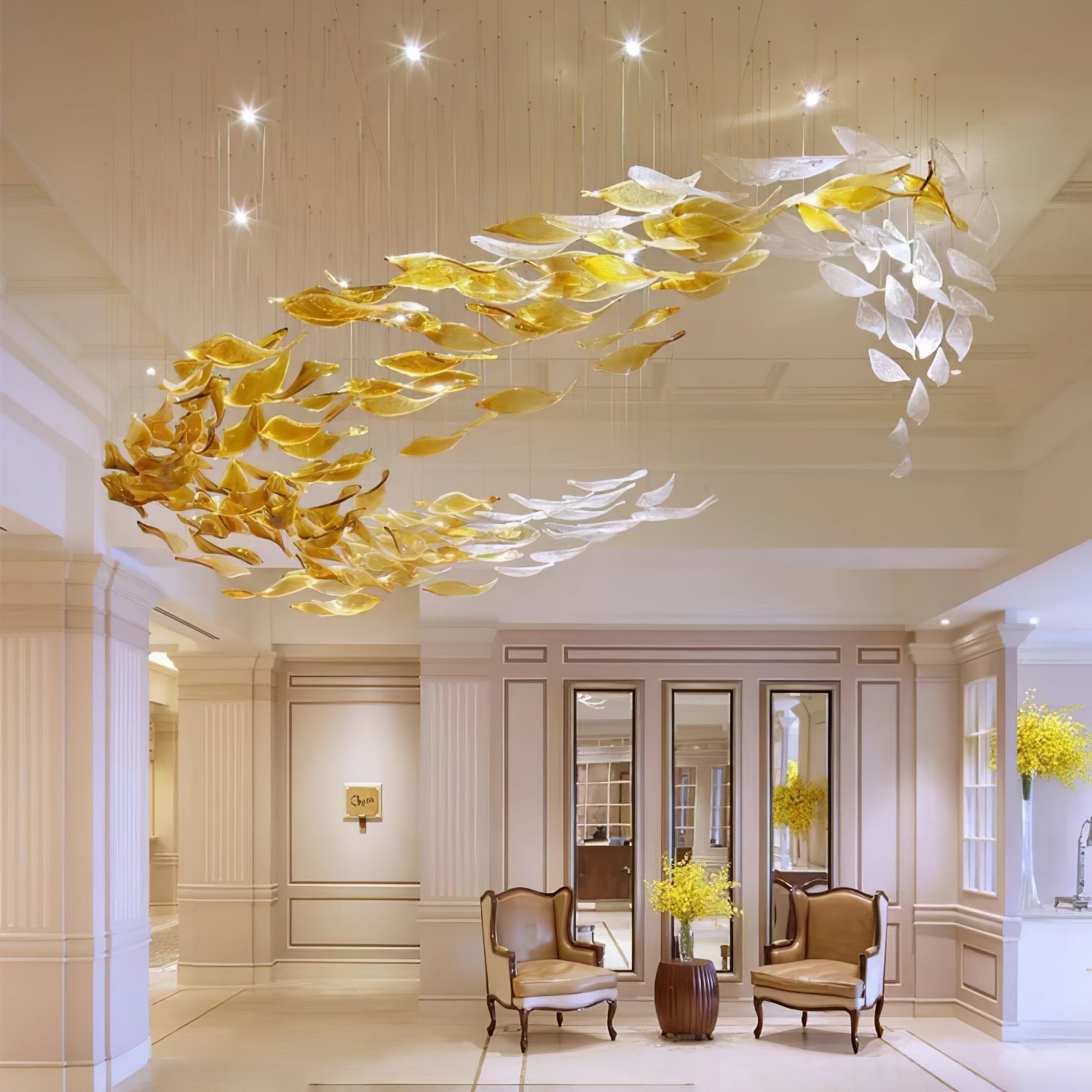 Vamararae Leaf Glass Cascade Chandelier - Blowlighting