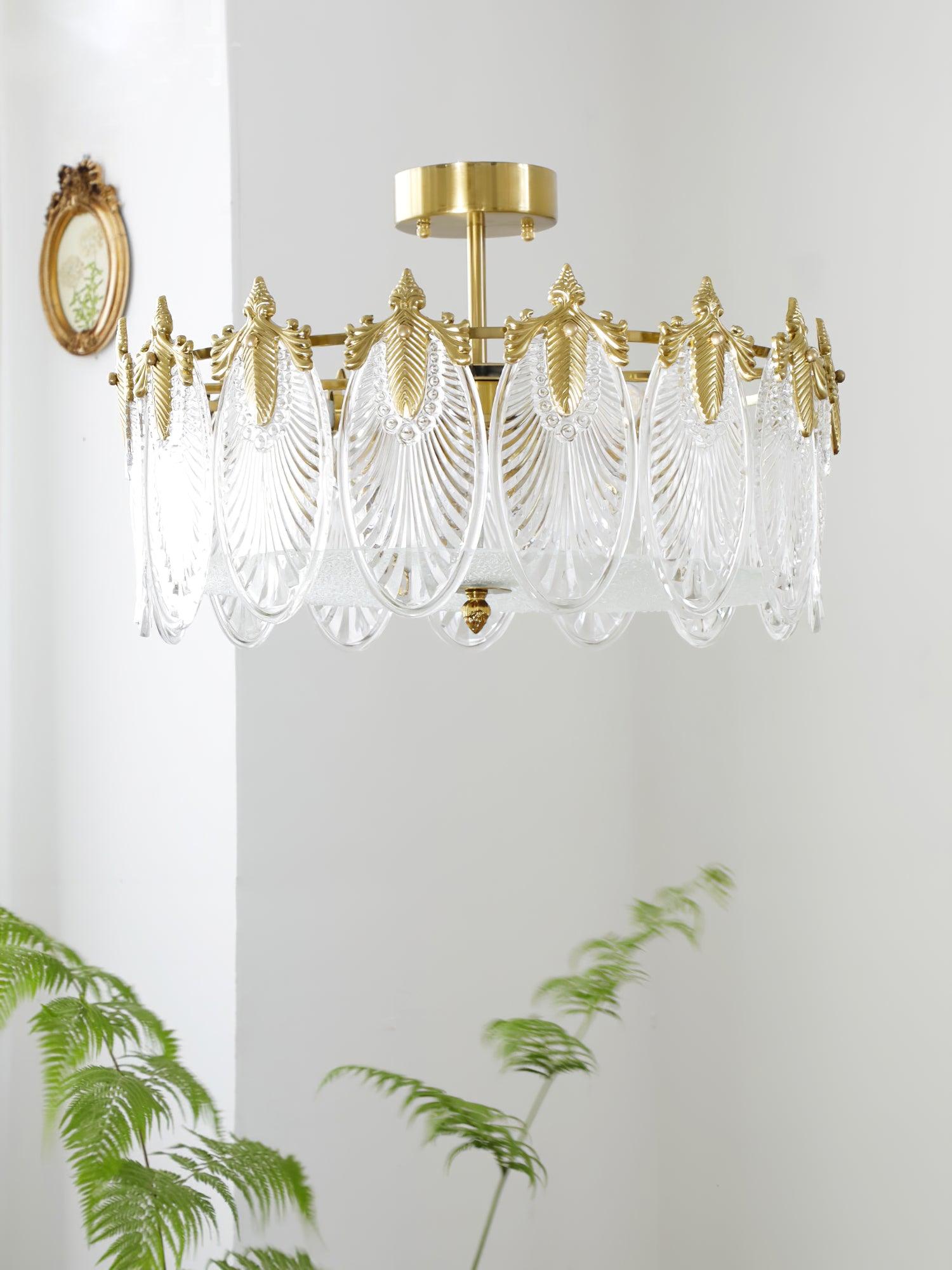Decorative Pattern Glass Round Chandelier - Blowlighting