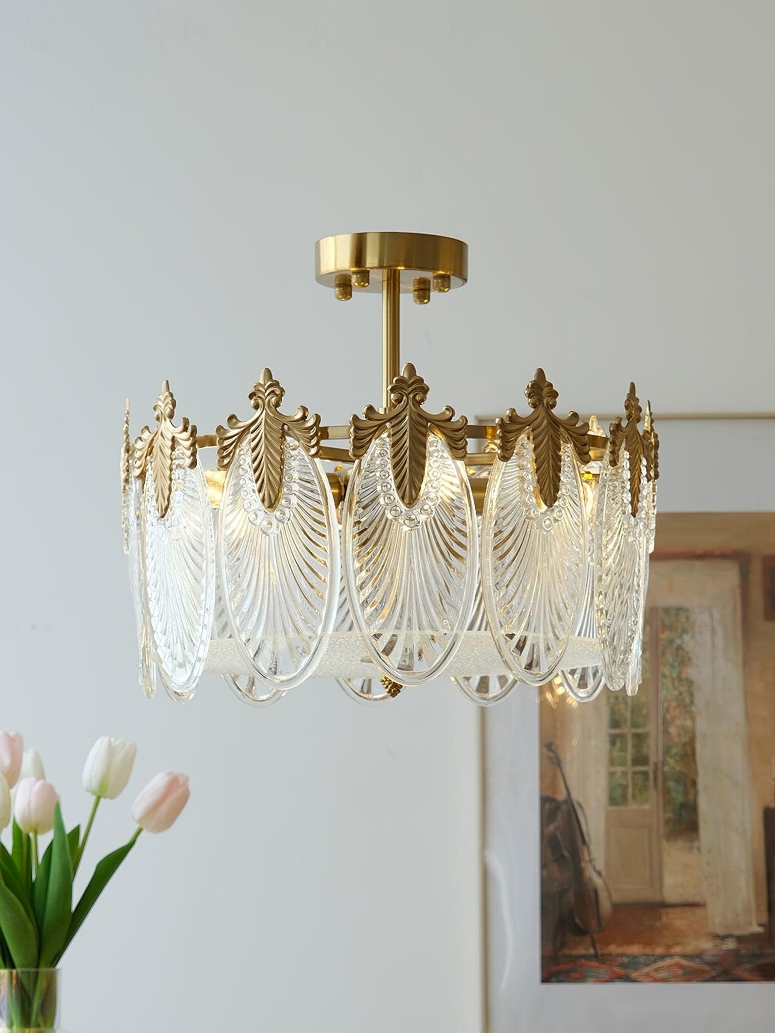 Decorative Pattern Glass Round Chandelier - Blowlighting