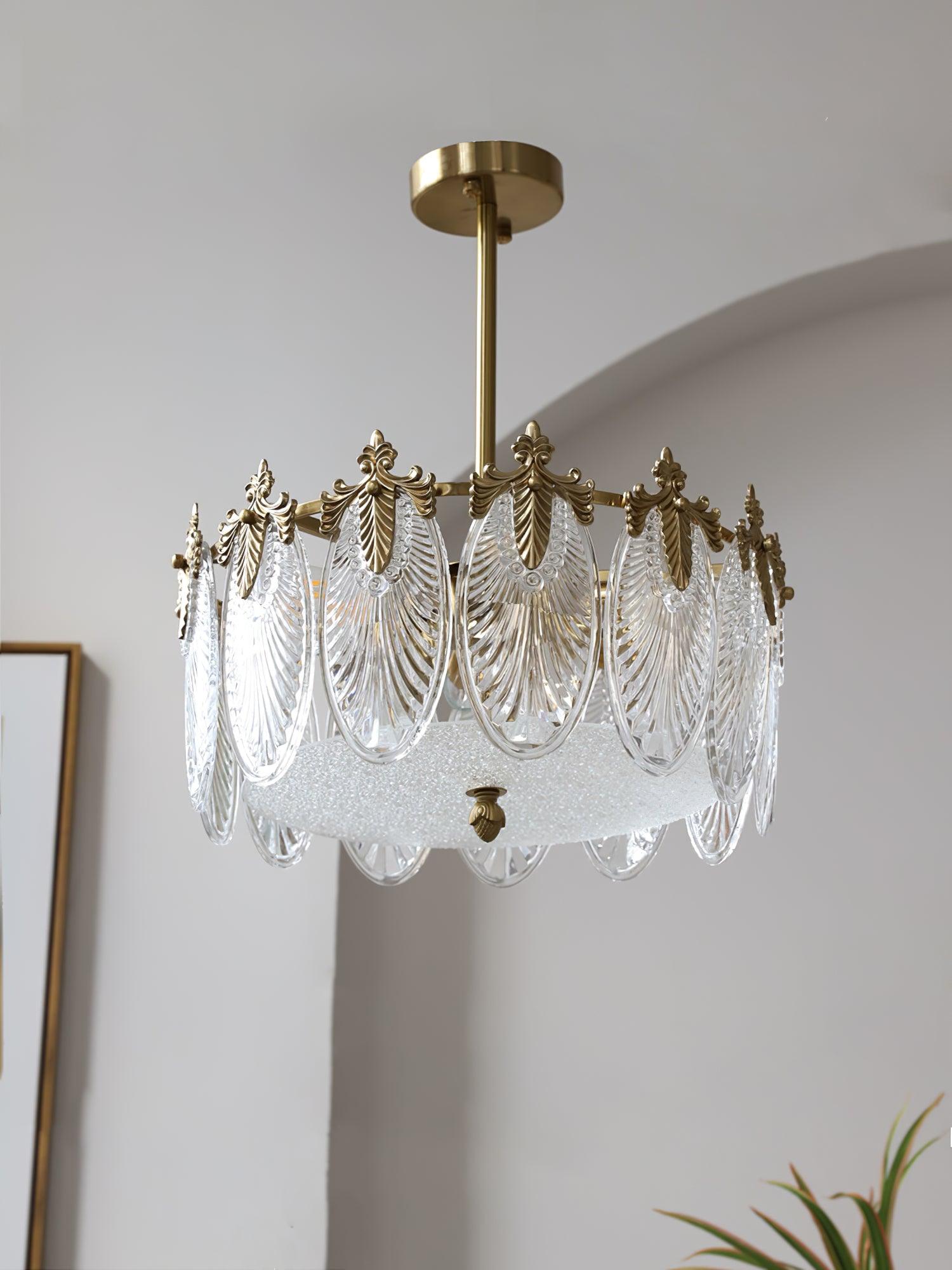 Decorative Pattern Glass Round Chandelier - Blowlighting