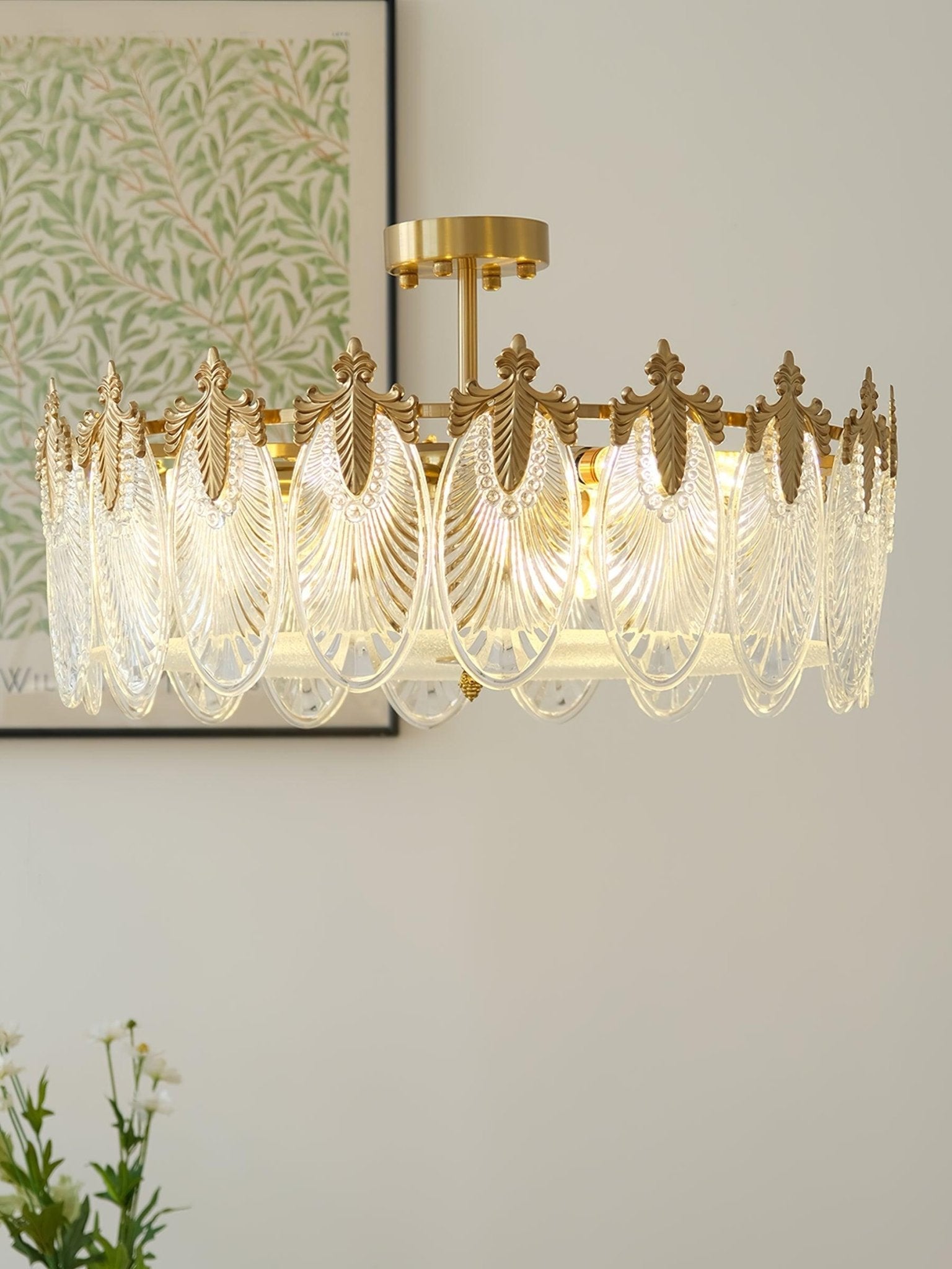Decorative Pattern Glass Round Chandelier - Blowlighting