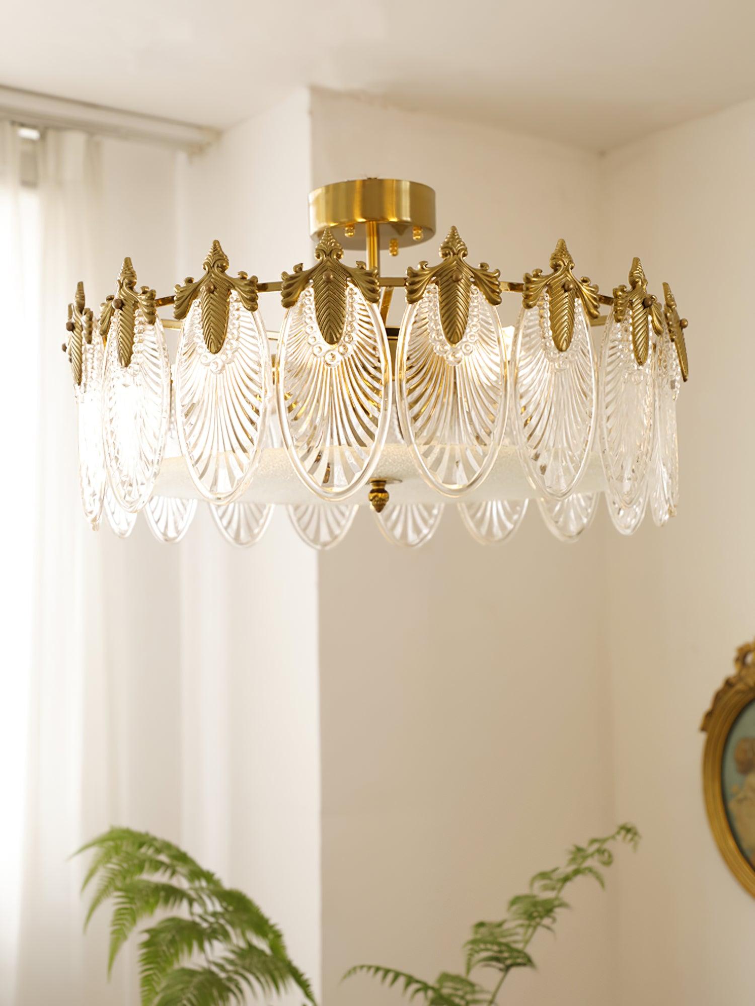 Decorative Pattern Glass Round Chandelier - Blowlighting