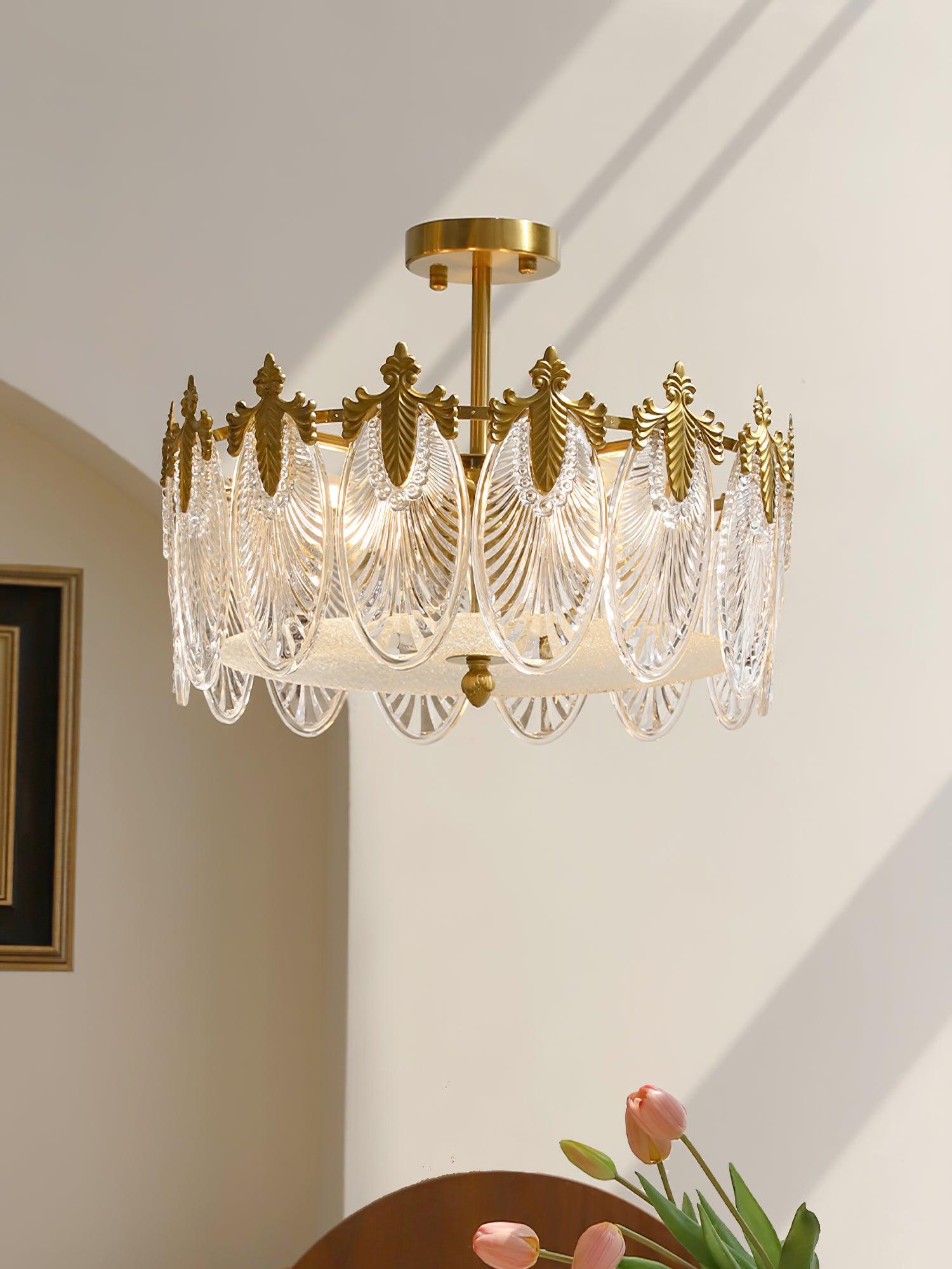 Decorative Pattern Glass Round Chandelier - Blowlighting