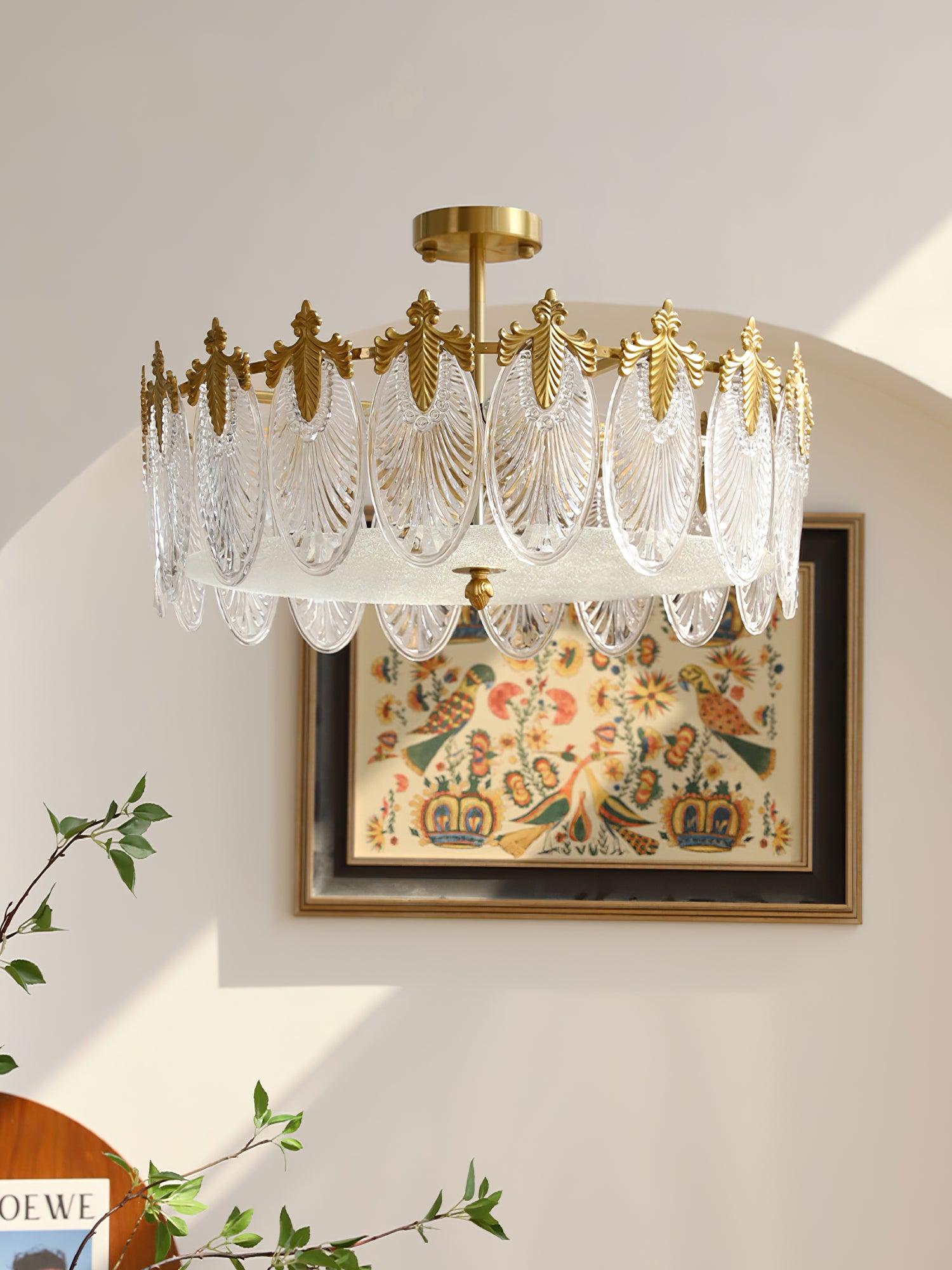 Decorative Pattern Glass Round Chandelier - Blowlighting