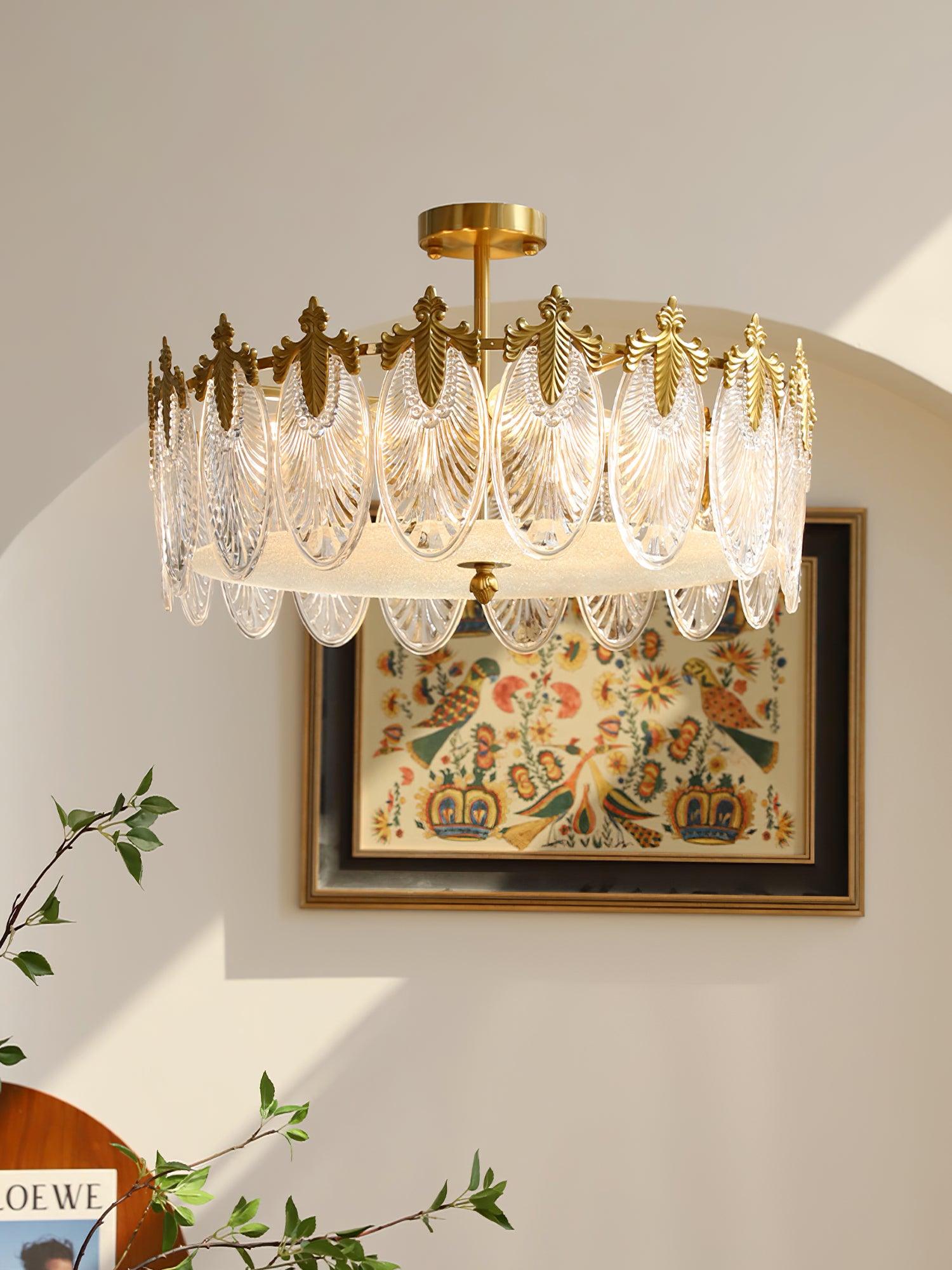 Decorative Pattern Glass Round Chandelier - Blowlighting