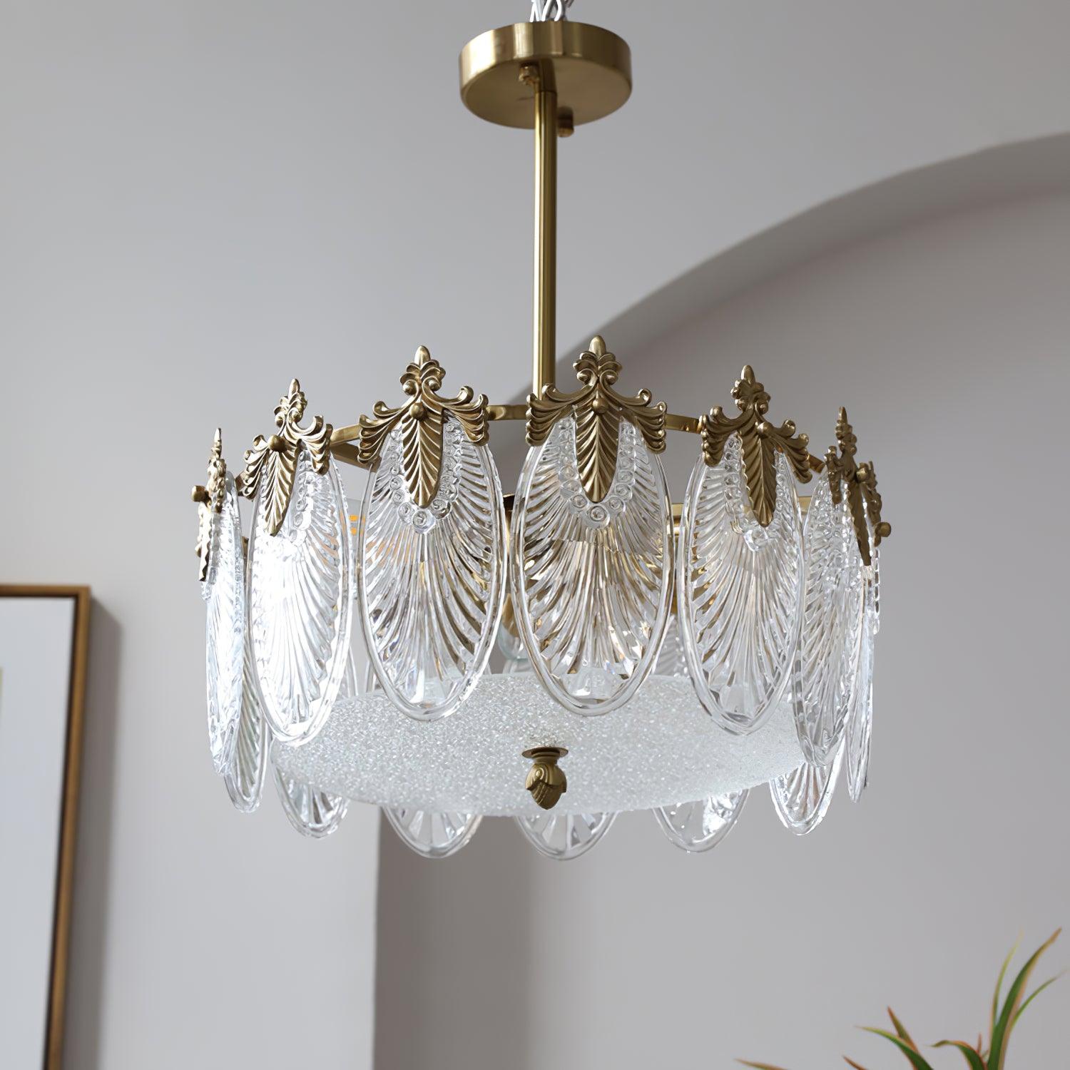 Decorative Pattern Glass Round Chandelier - Blowlighting