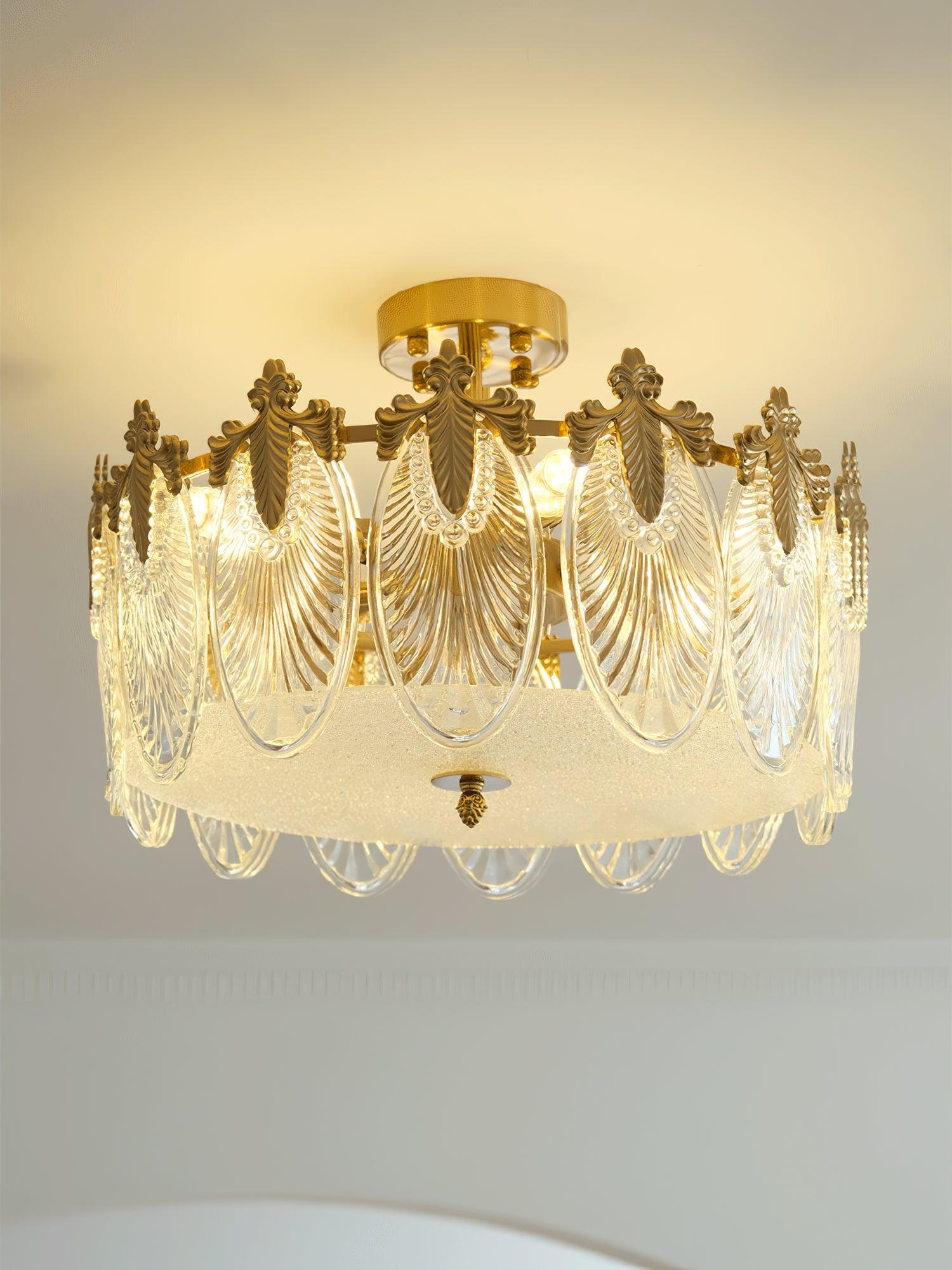 Decorative Pattern Glass Round Chandelier - Blowlighting