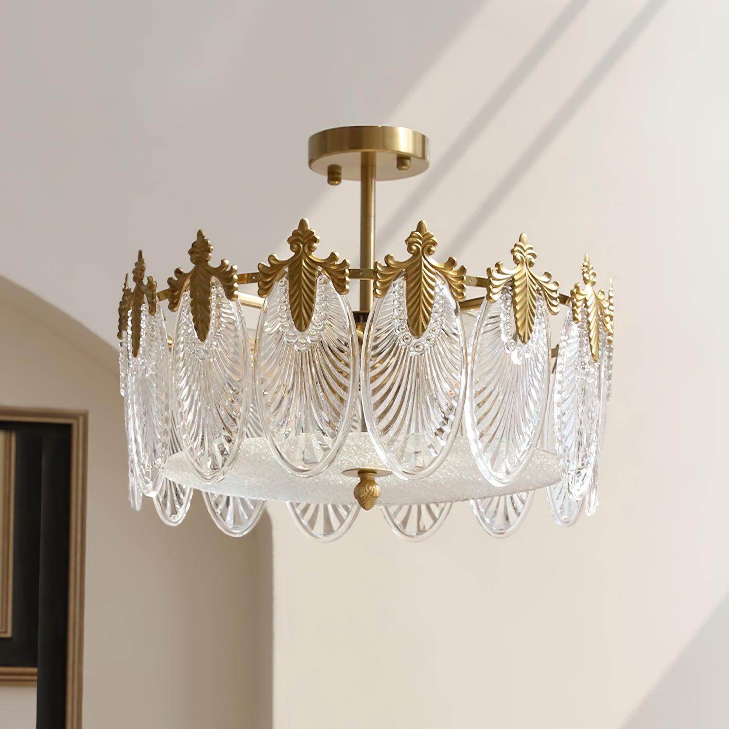 Decorative Pattern Glass Round Chandelier - Blowlighting