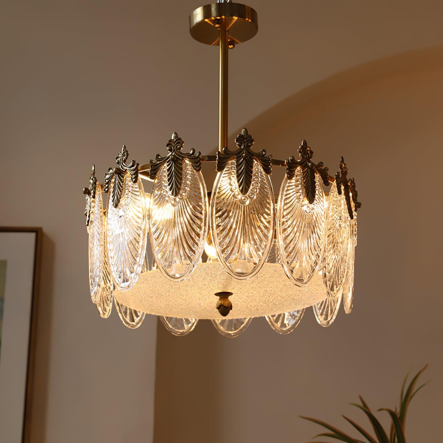Decorative Pattern Glass Round Chandelier - Blowlighting