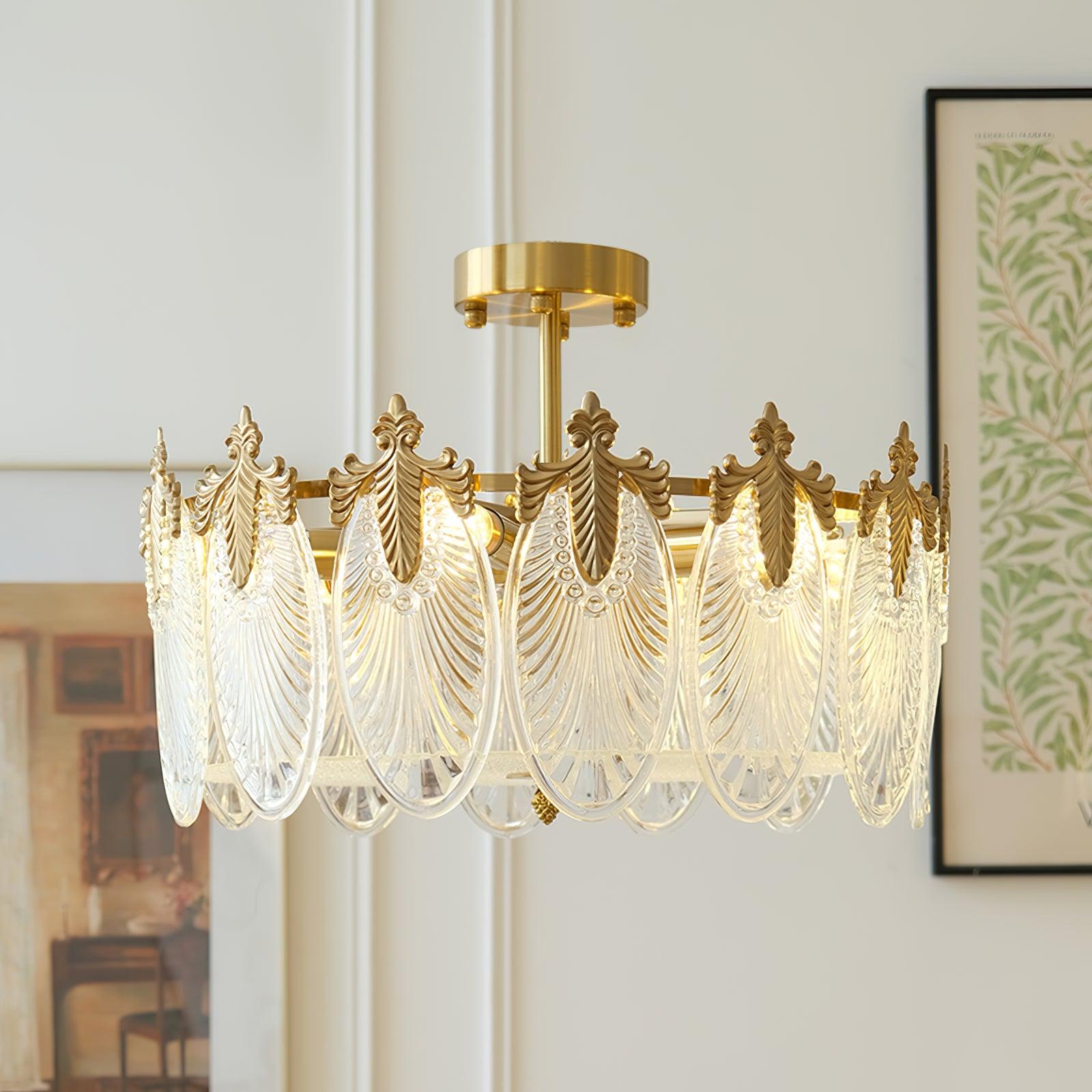 Decorative Pattern Glass Round Chandelier - Blowlighting