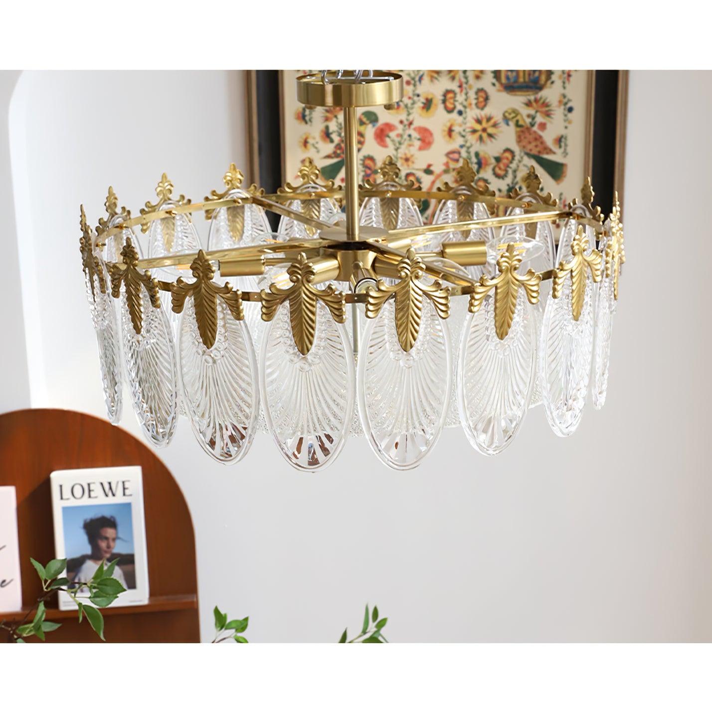 Decorative Pattern Glass Round Chandelier - Blowlighting