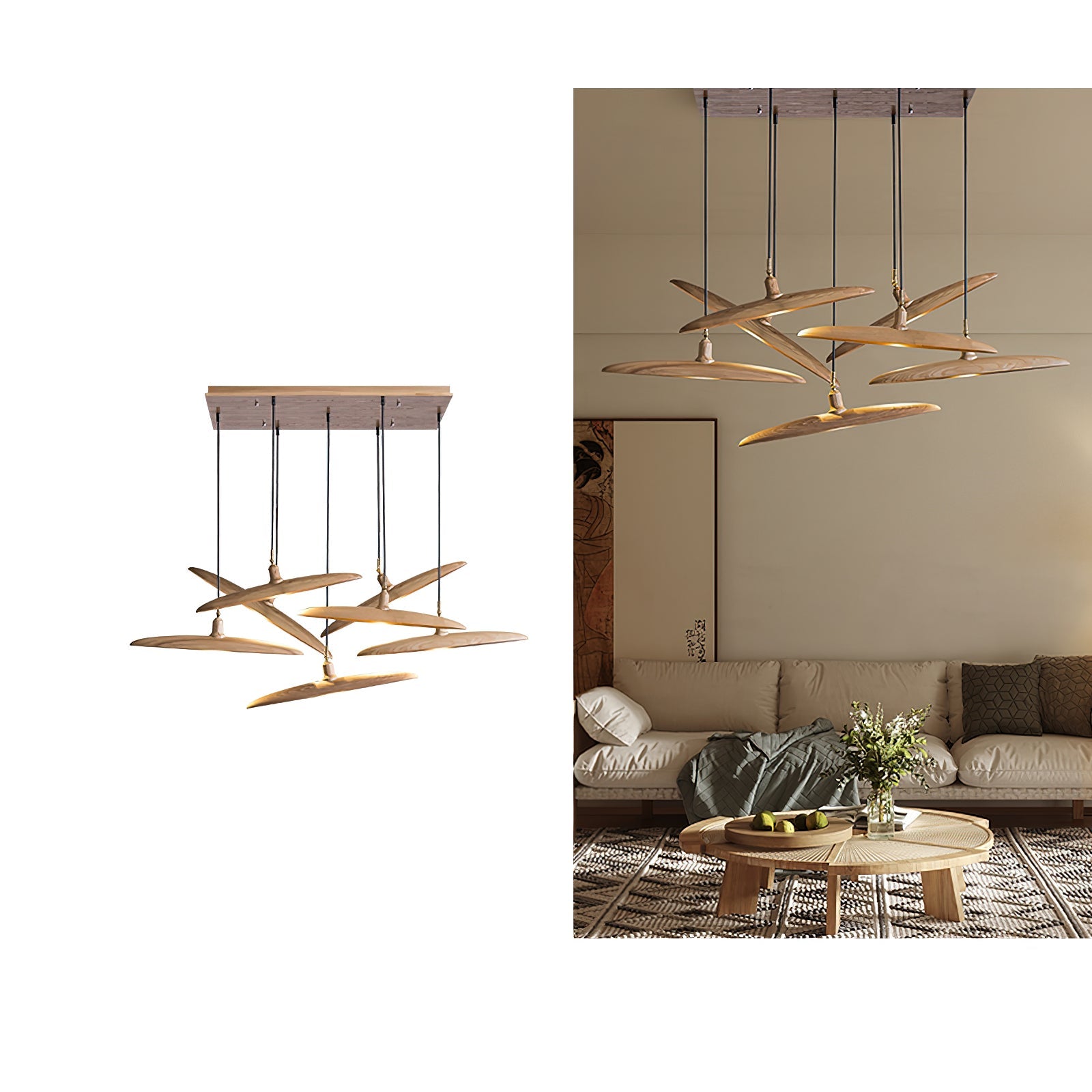 Zelirira Blade Wood Pendant Light - Blowlighting
