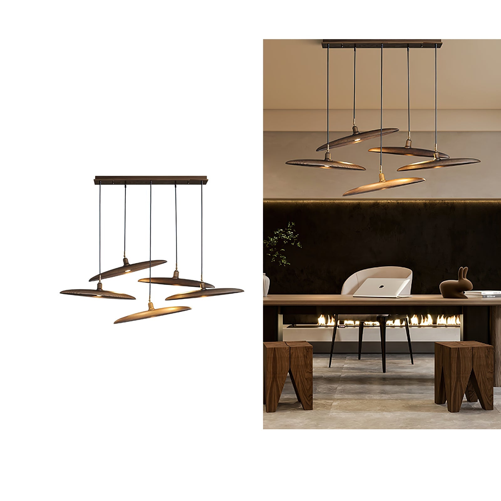 Zelirira Blade Wood Pendant Light - Blowlighting