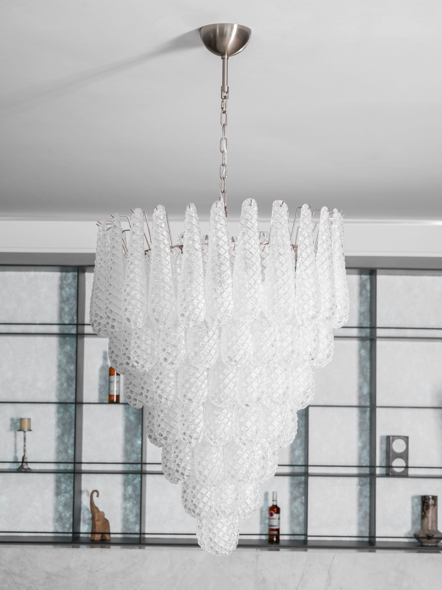 Aurora Chandelier Clear Droplets Murano Glass Waterfall Diamond - Blowlighting